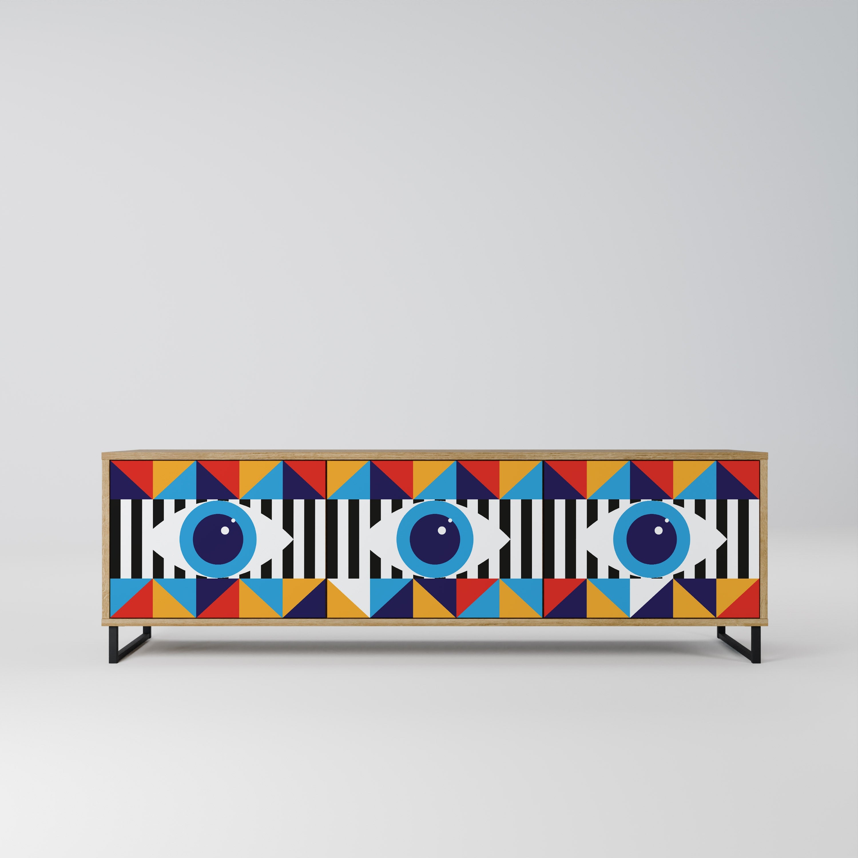 ABSTRACTION AND GEOMETRY Móvel de TV com 3 Portas em Efeito Carvalho