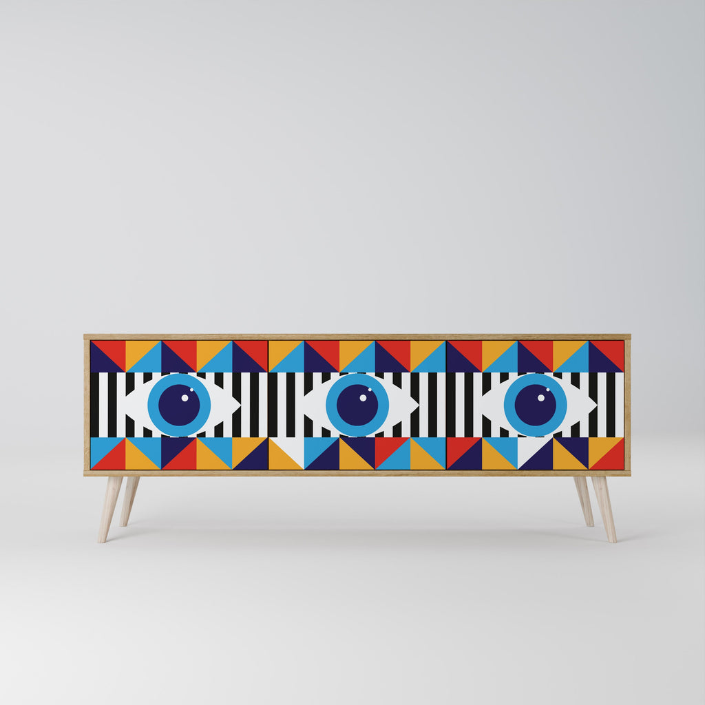 ABSTRACTION AND GEOMETRY Móvel de TV com 3 Portas em Efeito Carvalho