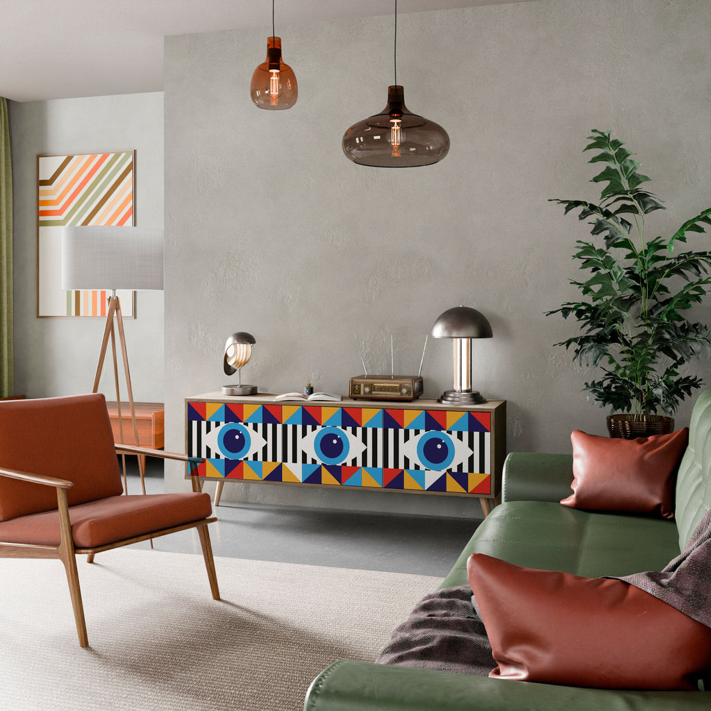 ABSTRACTION AND GEOMETRY Móvel de TV com 3 Portas em Efeito Carvalho