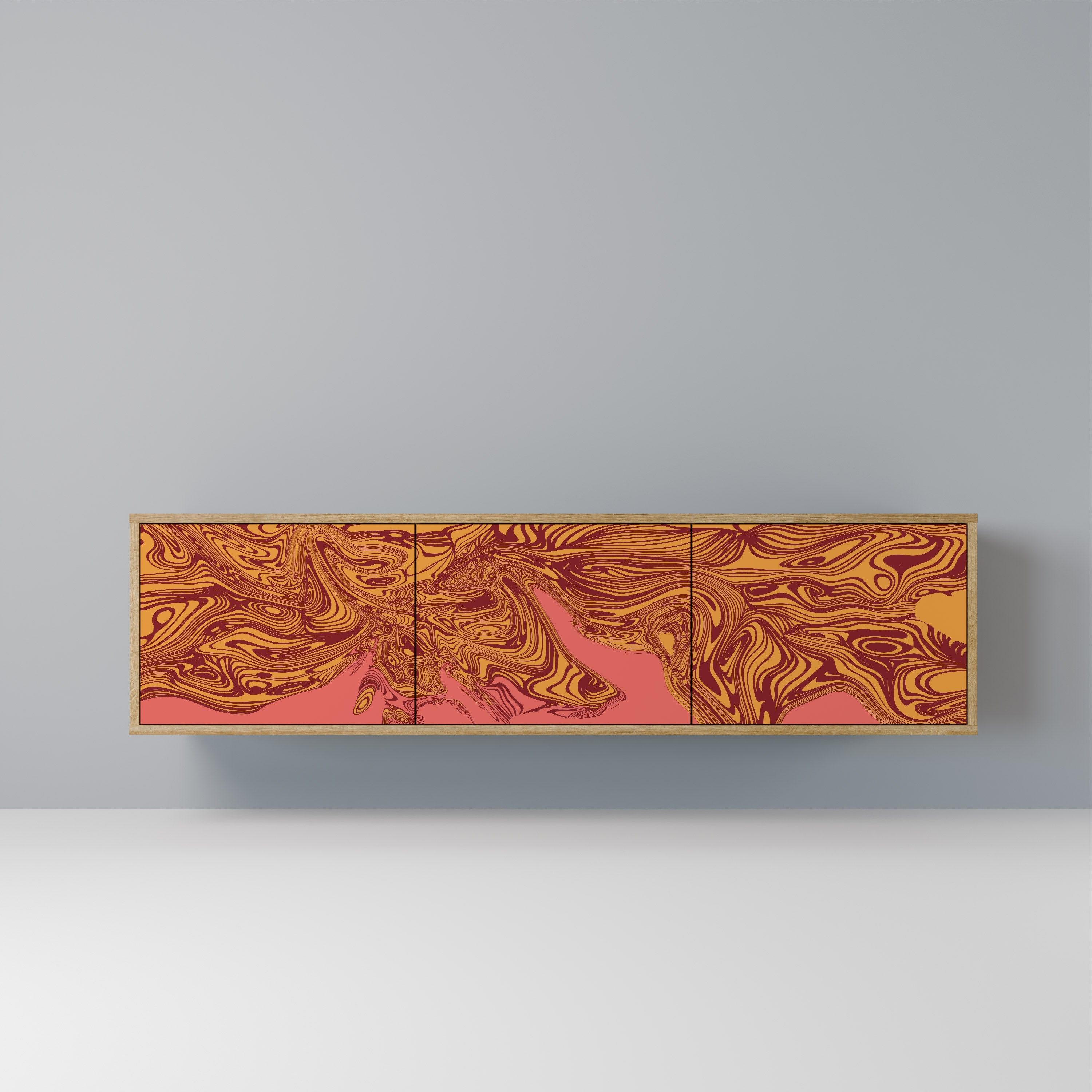 FLOATING THOUGHTS Móvel de TV com 3 Portas em Efeito Carvalho