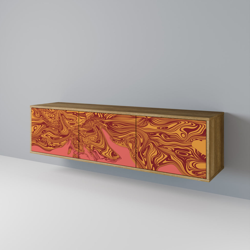 FLOATING THOUGHTS Móvel de TV com 3 Portas em Efeito Carvalho