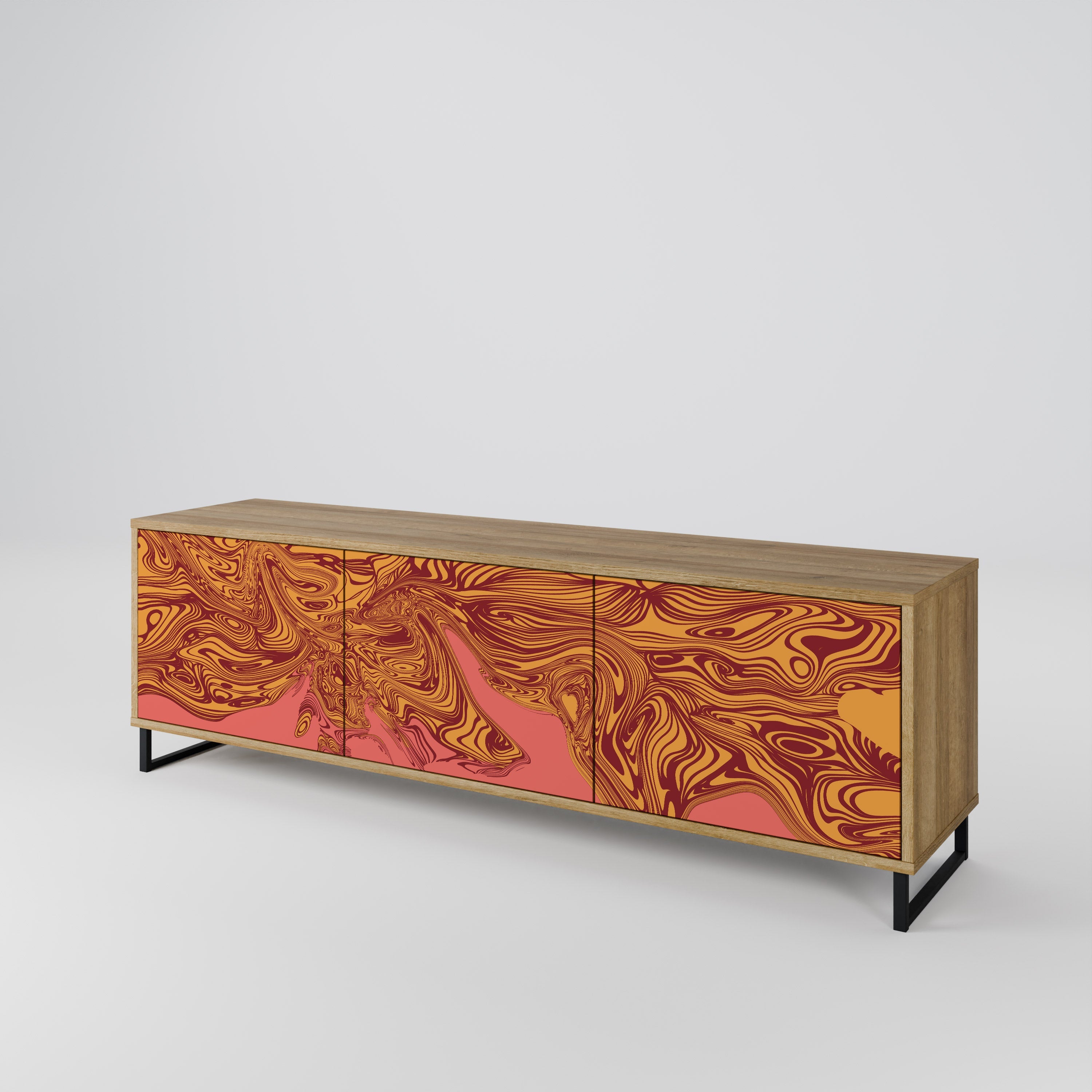 FLOATING THOUGHTS Móvel de TV com 3 Portas em Efeito Carvalho