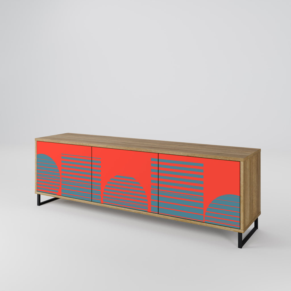 RISING GEOMETRY STARS Móvel de TV com 3 Portas em Efeito Carvalho