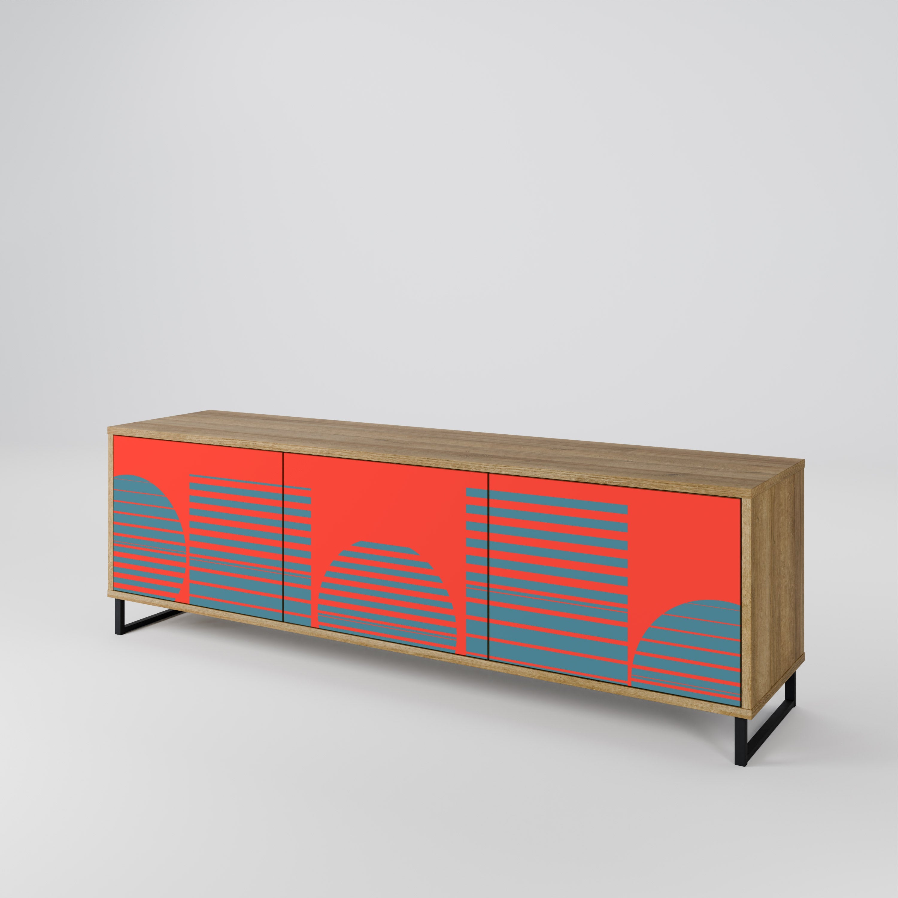 RISING GEOMETRY STARS Móvel de TV com 3 Portas em Efeito Carvalho