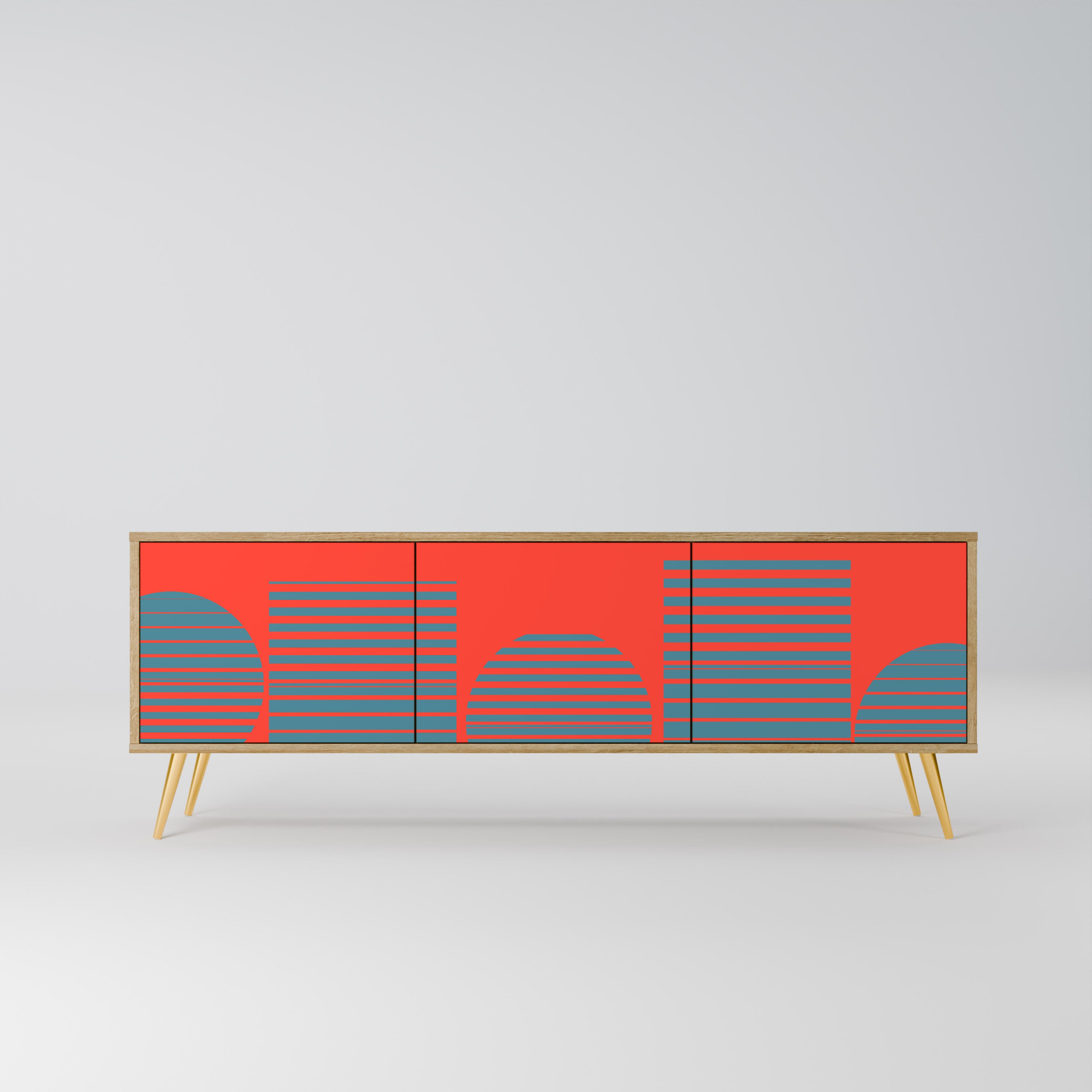 RISING GEOMETRY STARS Móvel de TV com 3 Portas em Efeito Carvalho