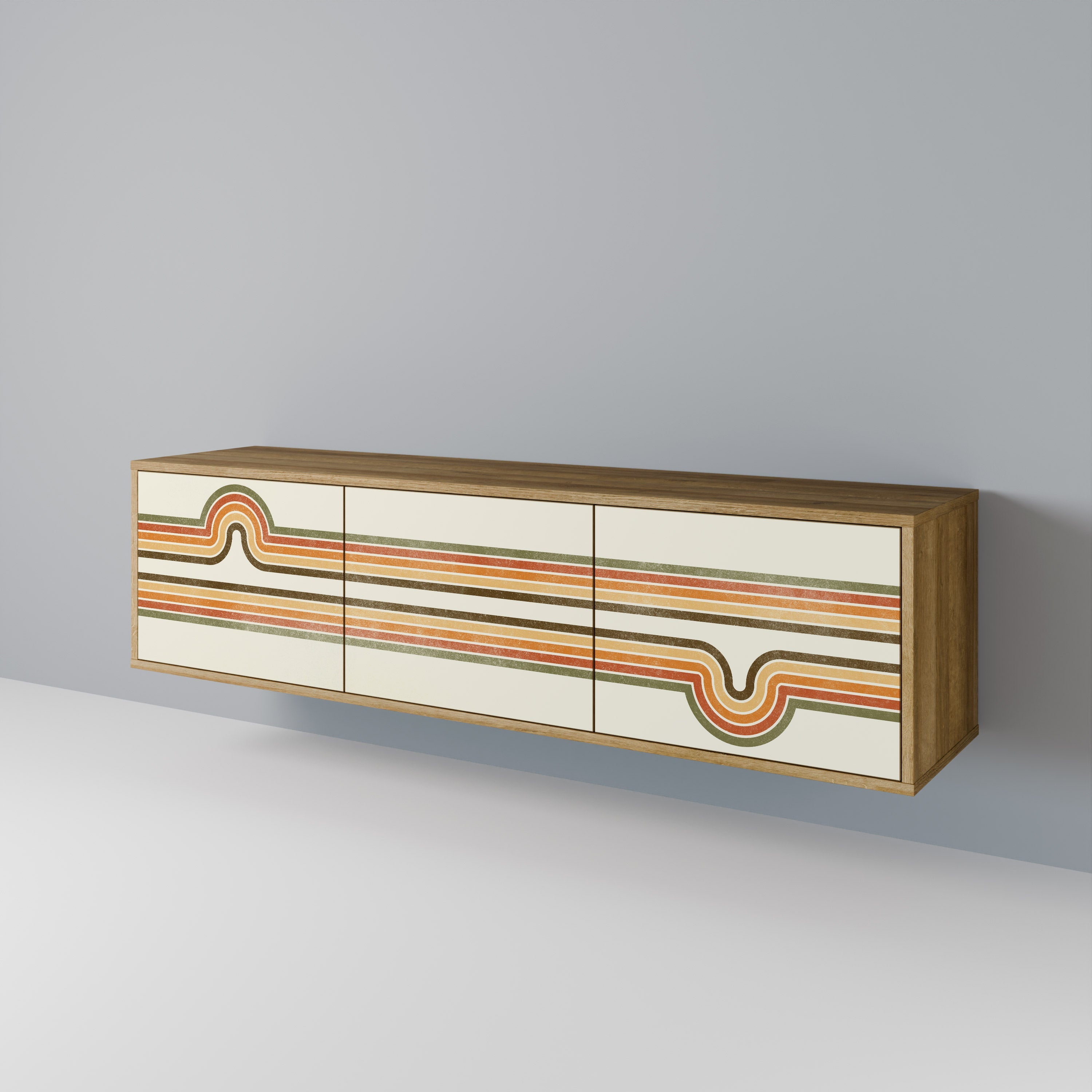 EXCEPTIONAL STREAM Móvel de TV com 3 Portas em Efeito Carvalho