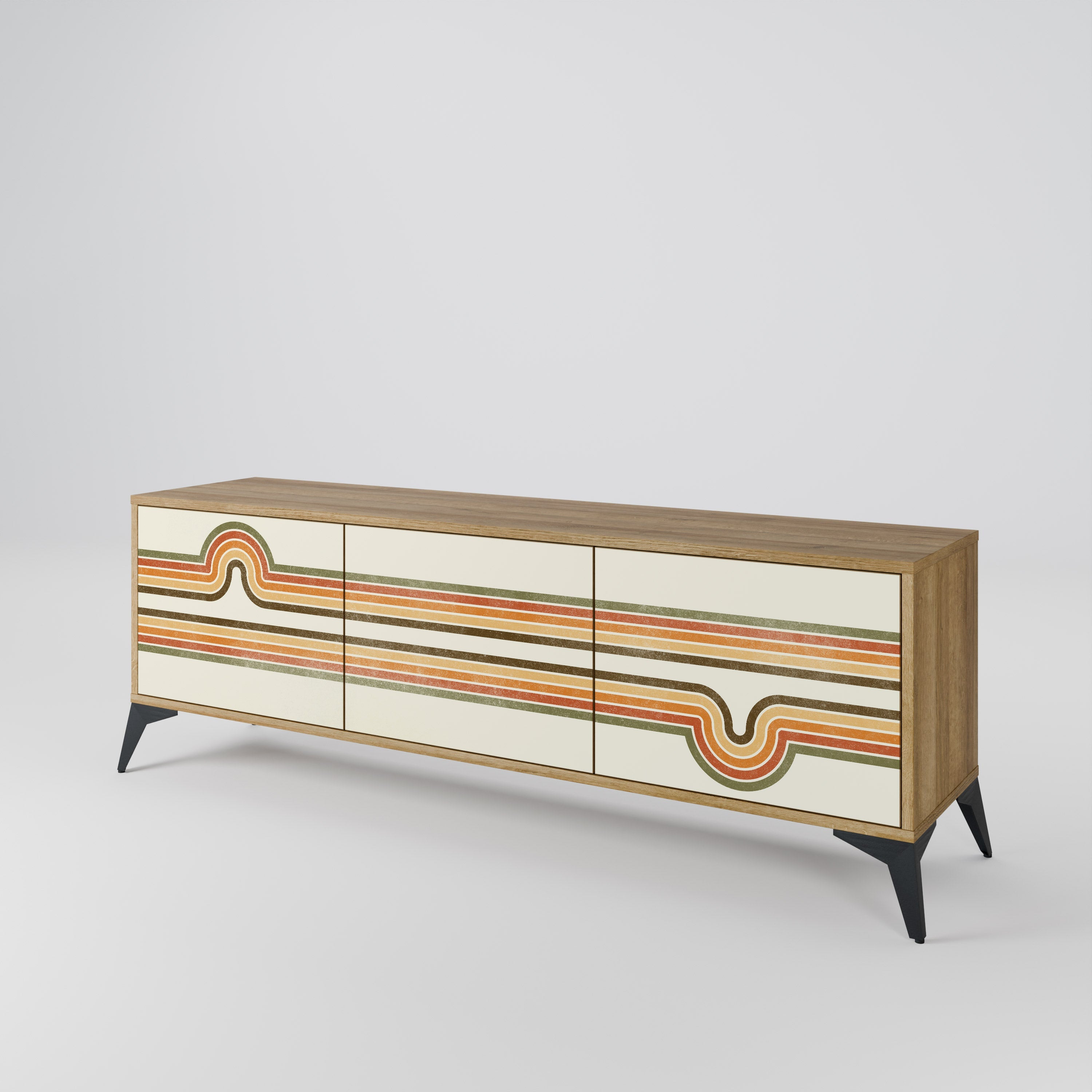 EXCEPTIONAL STREAM Móvel de TV com 3 Portas em Efeito Carvalho