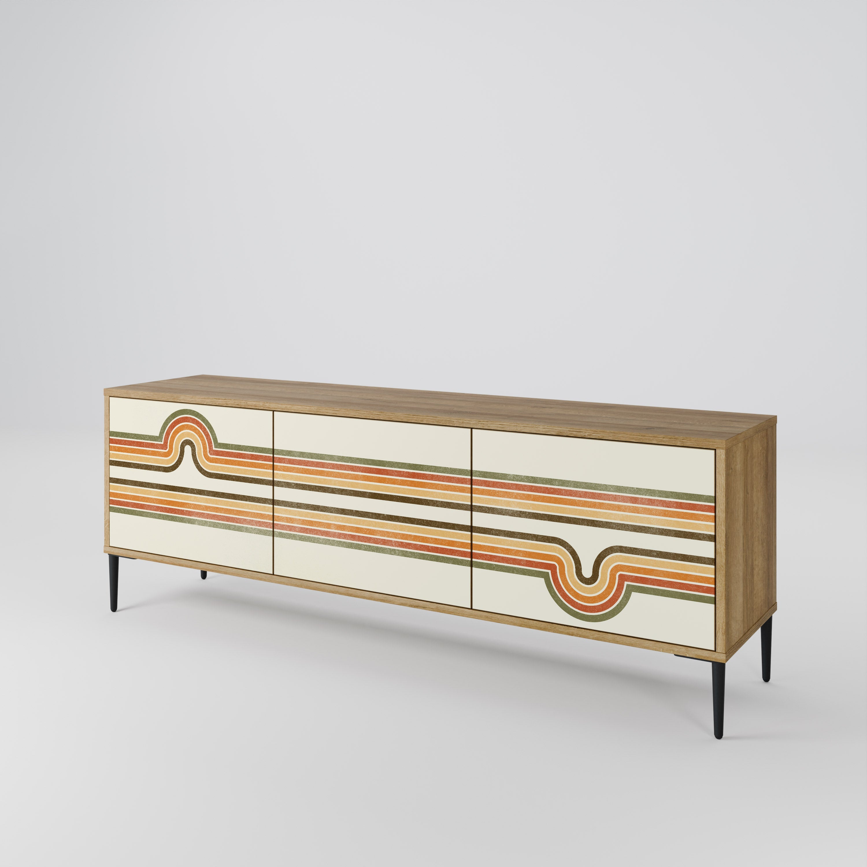 EXCEPTIONAL STREAM Móvel de TV com 3 Portas em Efeito Carvalho