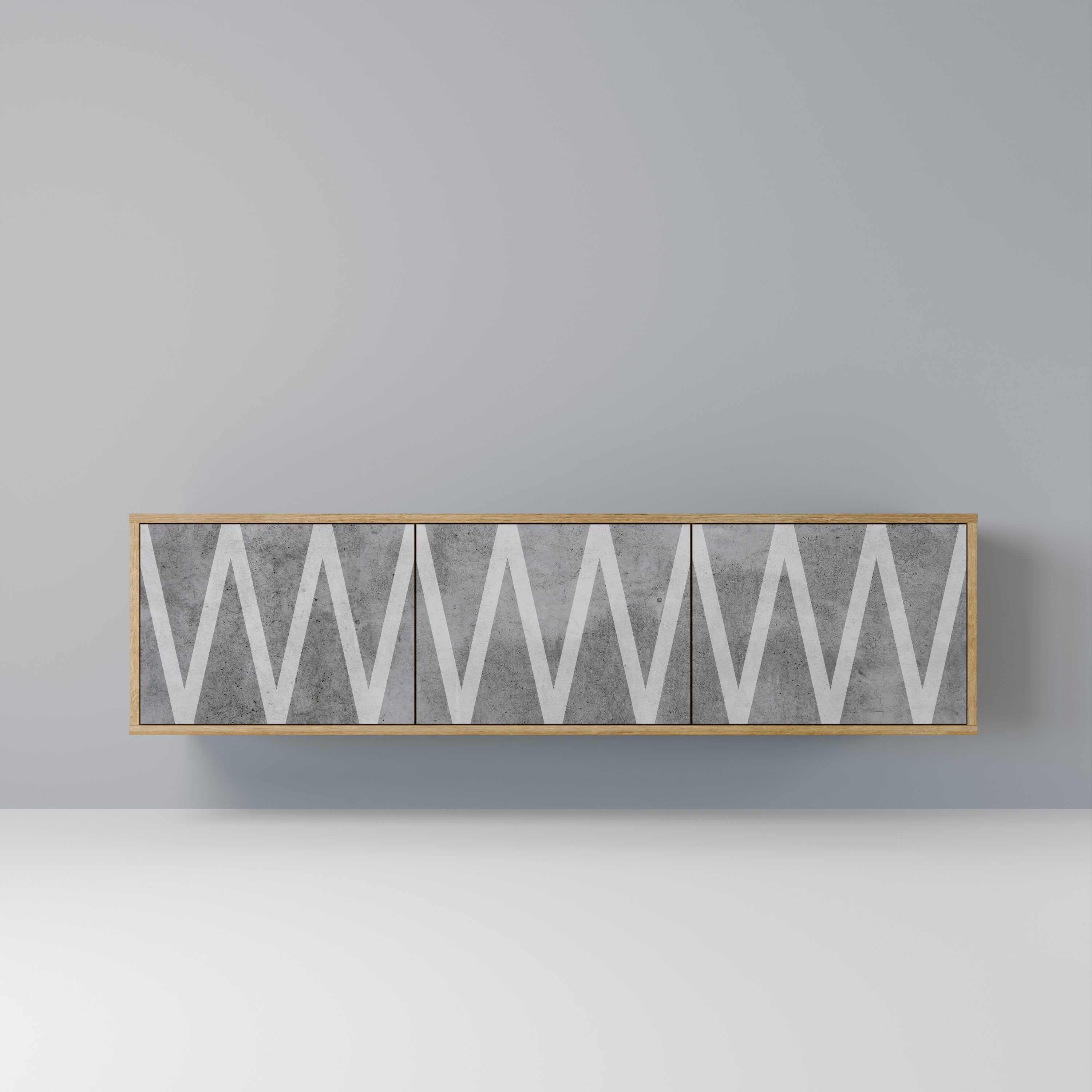 SOLID ZIG ZAG Móvel de TV com 3 Portas em Efeito Carvalho