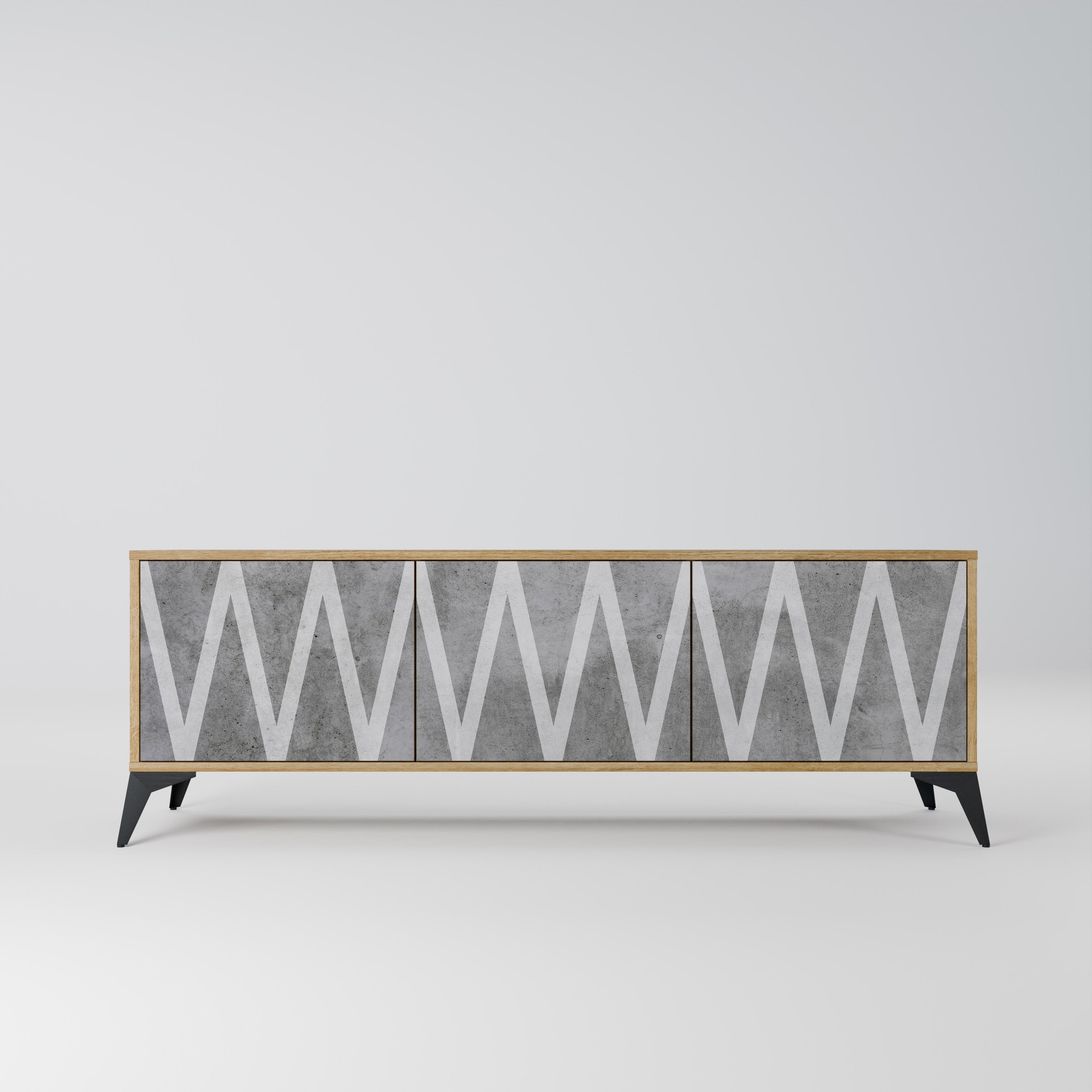 SOLID ZIG ZAG Móvel de TV com 3 Portas em Efeito Carvalho