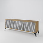 SOLID ZIG ZAG 3-Door TV Stand in Oak Effect