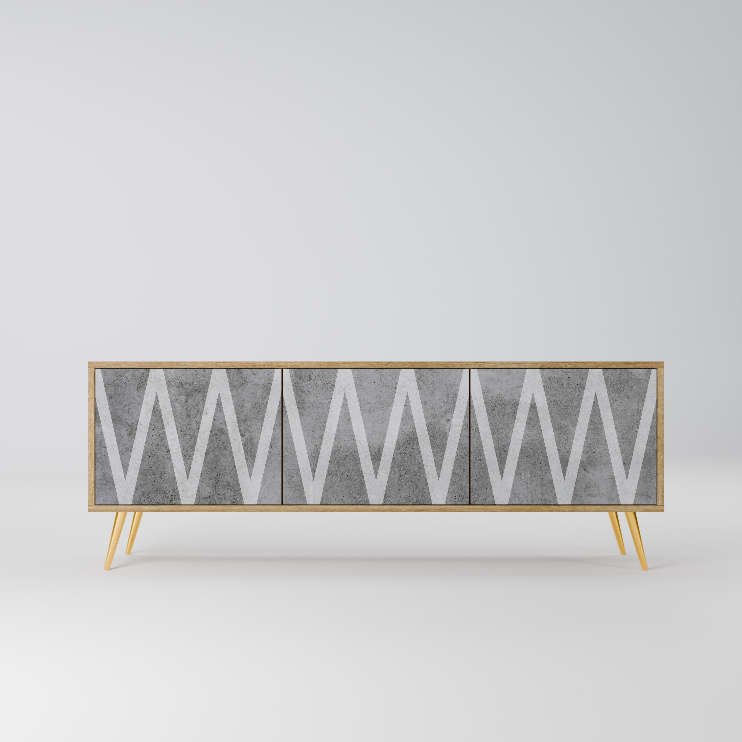 SOLID ZIG ZAG Móvel de TV com 3 Portas em Efeito Carvalho