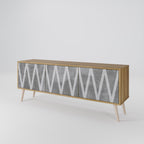 SOLID ZIG ZAG 3-Door TV Stand in Oak Effect