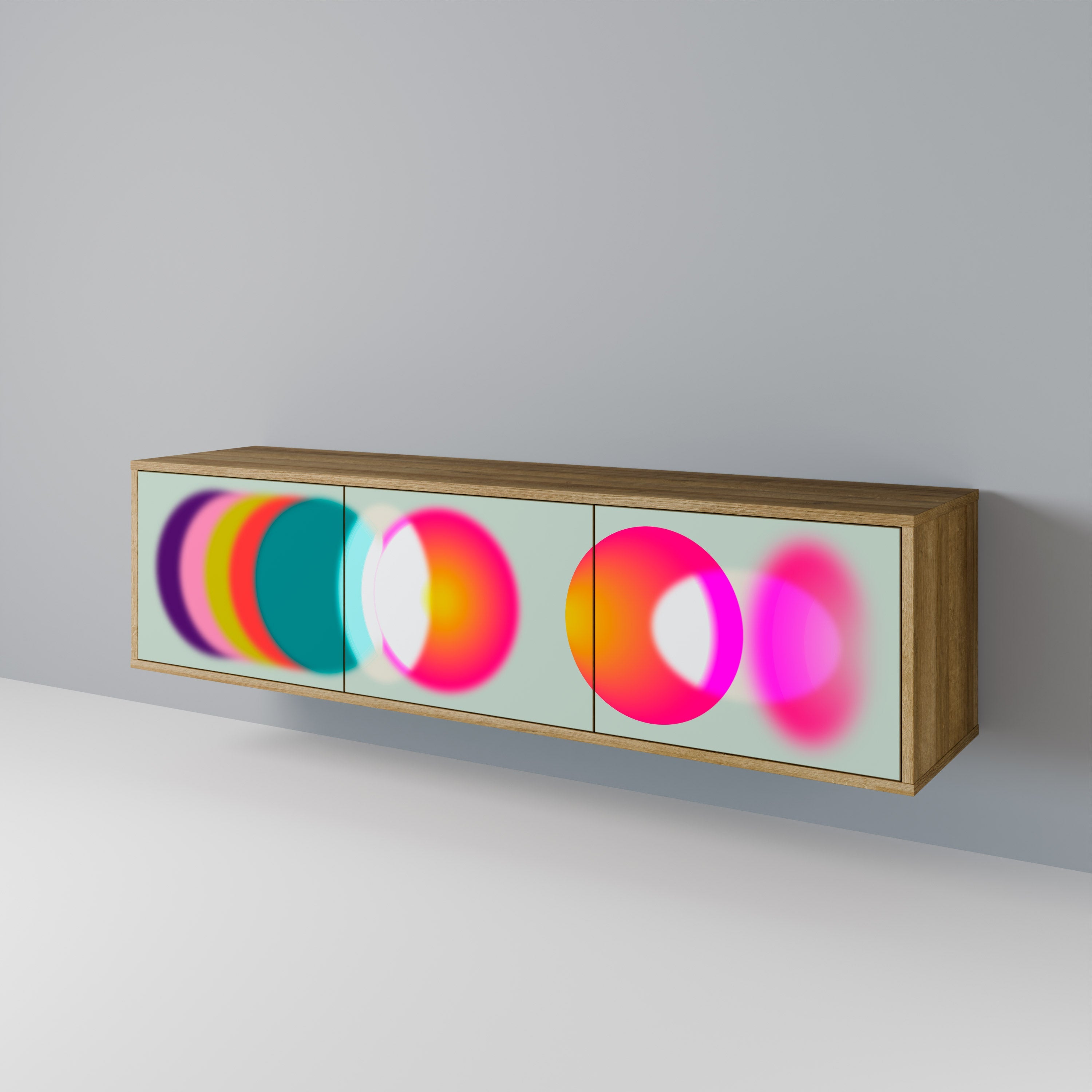 SYMPHONY OF COLORS Móvel de TV com 3 Portas em Efeito Carvalho