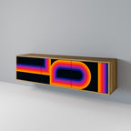 BLINDED BY THE LIGHTS 3-Door TV Stand in Oak Effect