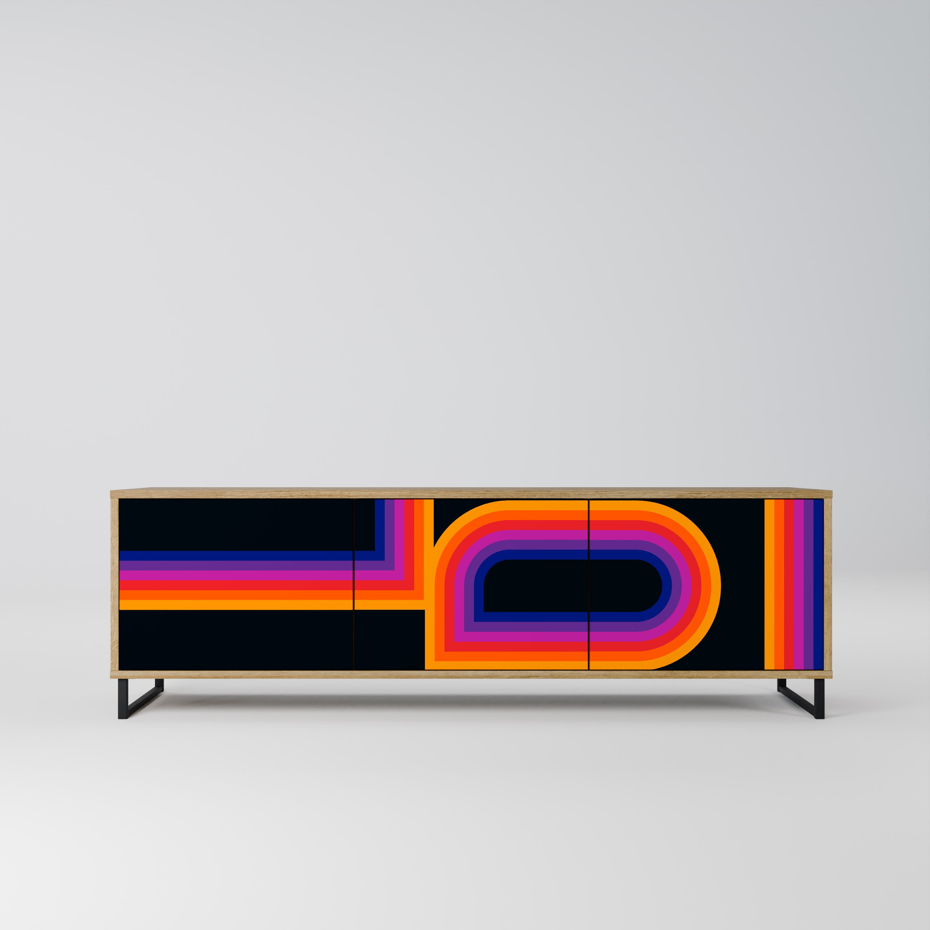 BLINDED BY THE LIGHTS Móvel de TV com 3 Portas em Efeito Carvalho