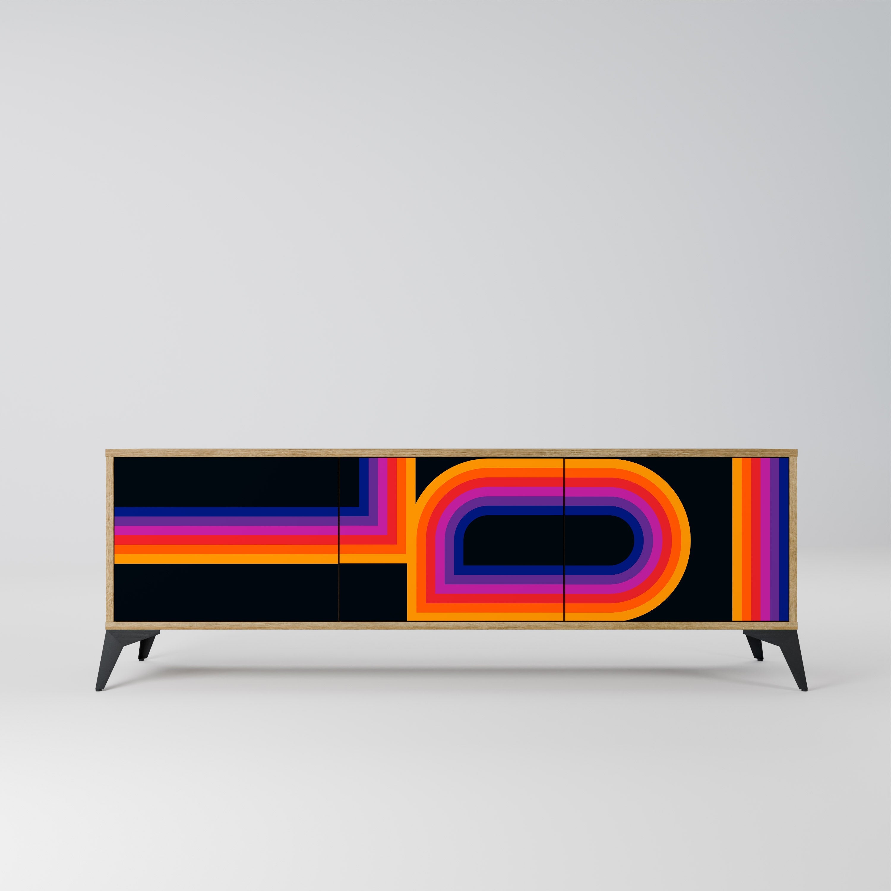 BLINDED BY THE LIGHTS Móvel de TV com 3 Portas em Efeito Carvalho