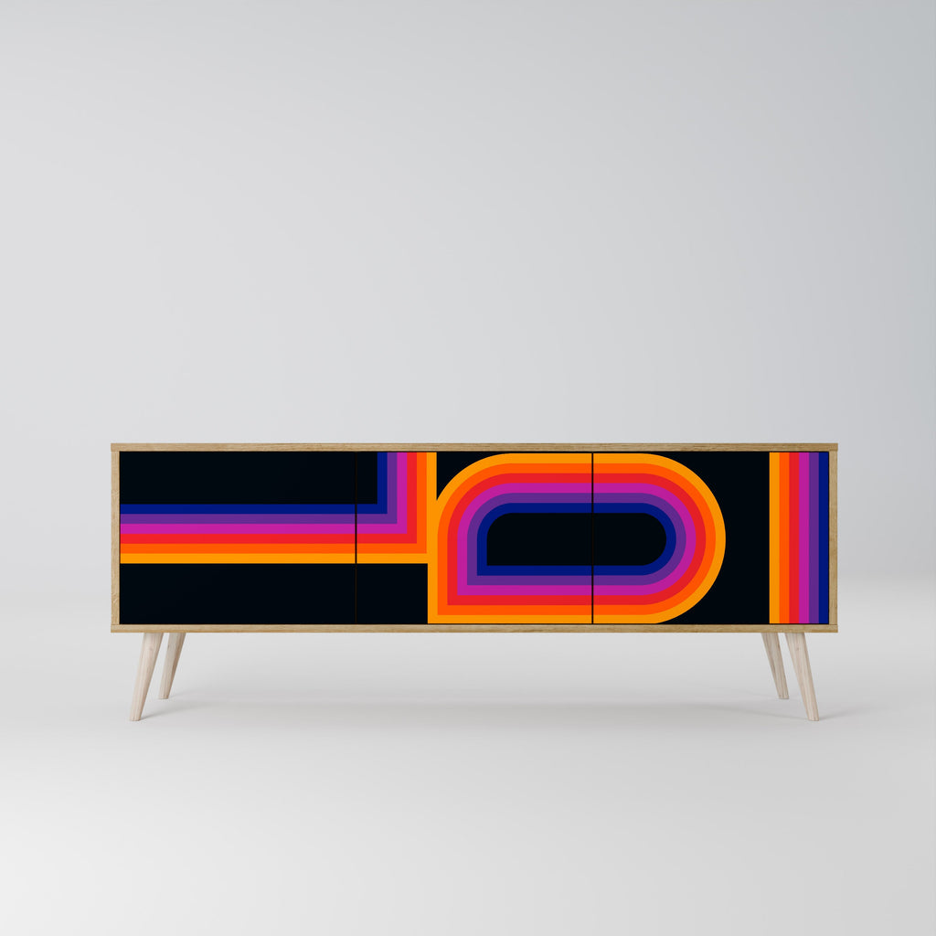 BLINDED BY THE LIGHTS 3-Door TV Stand in Oak Effect