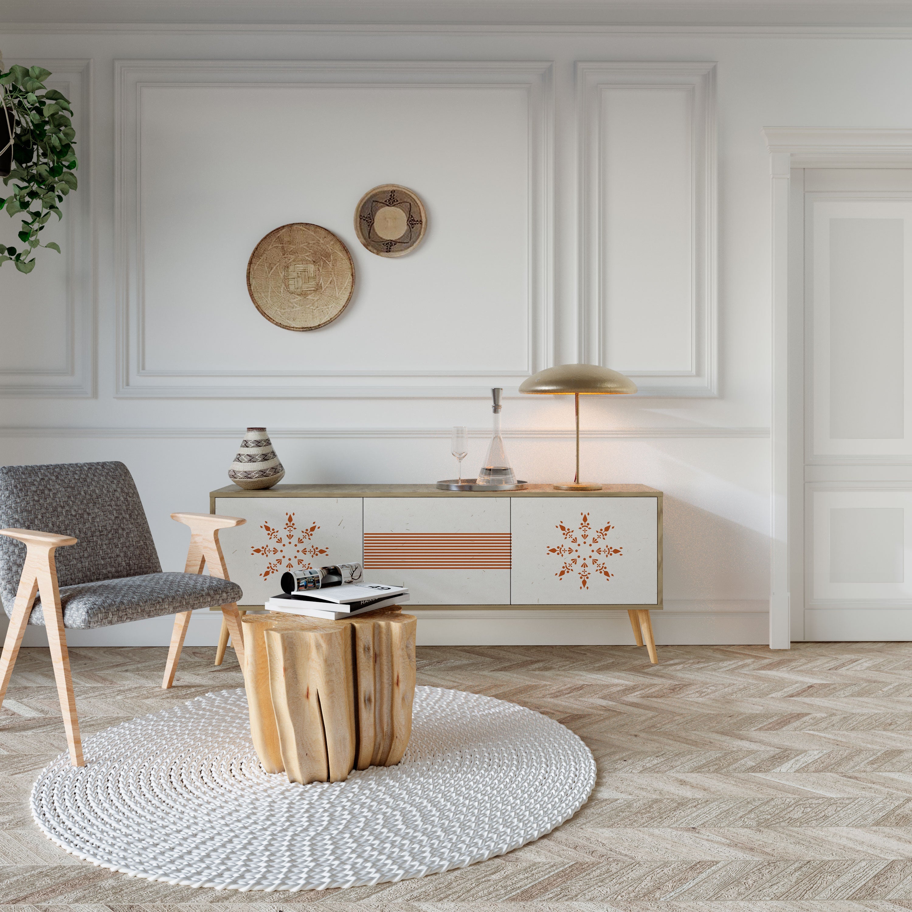 DAILY HARMONY Móvel de TV com 3 Portas em Efeito Carvalho