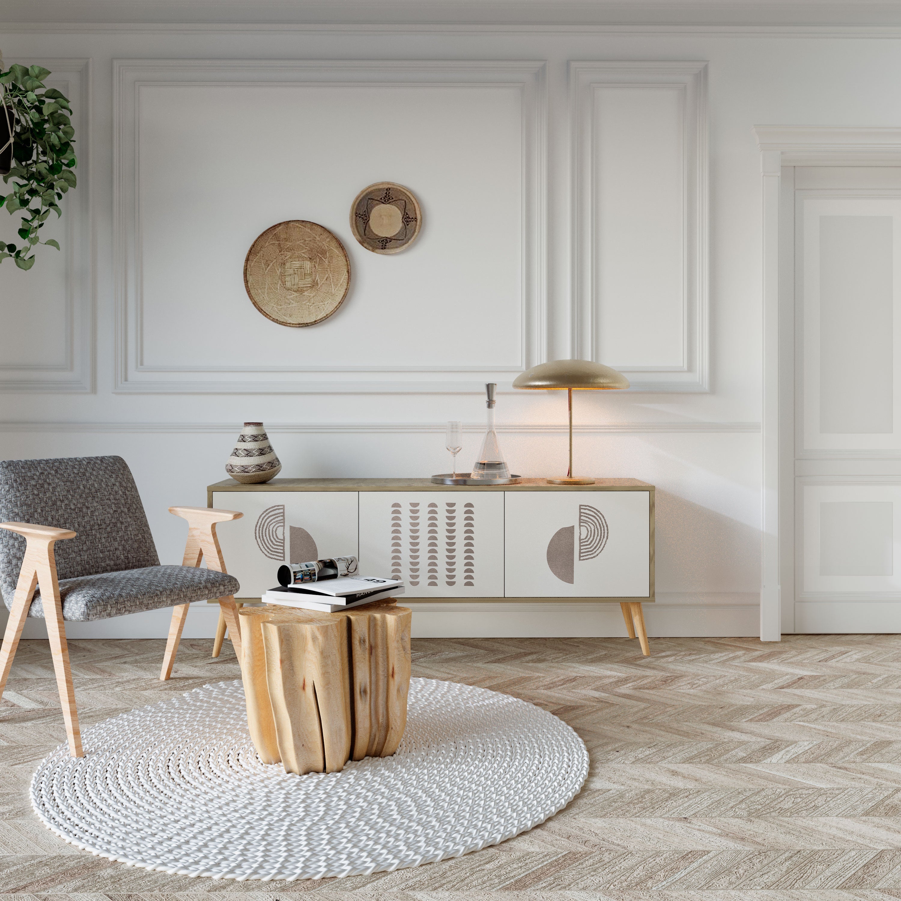 HARMONY ESSENCE Móvel de TV com 3 Portas em Efeito Carvalho