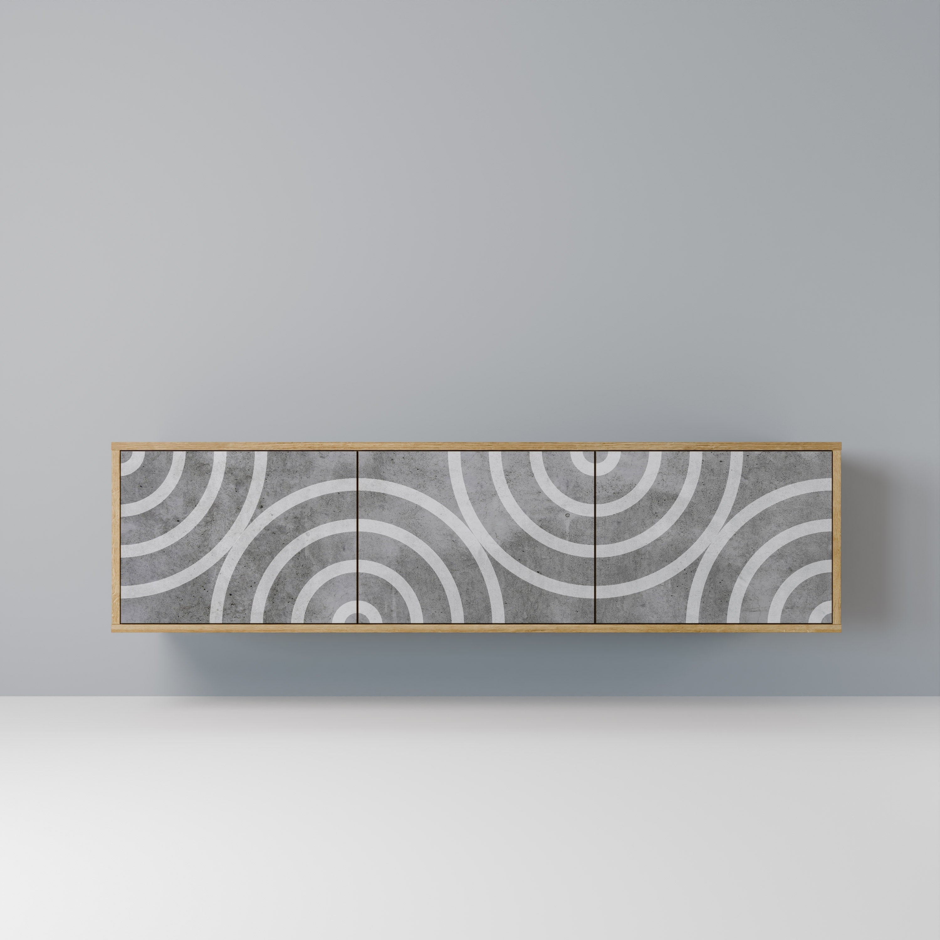 CIRCLE CONCRETE Móvel de TV com 3 Portas em Efeito Carvalho