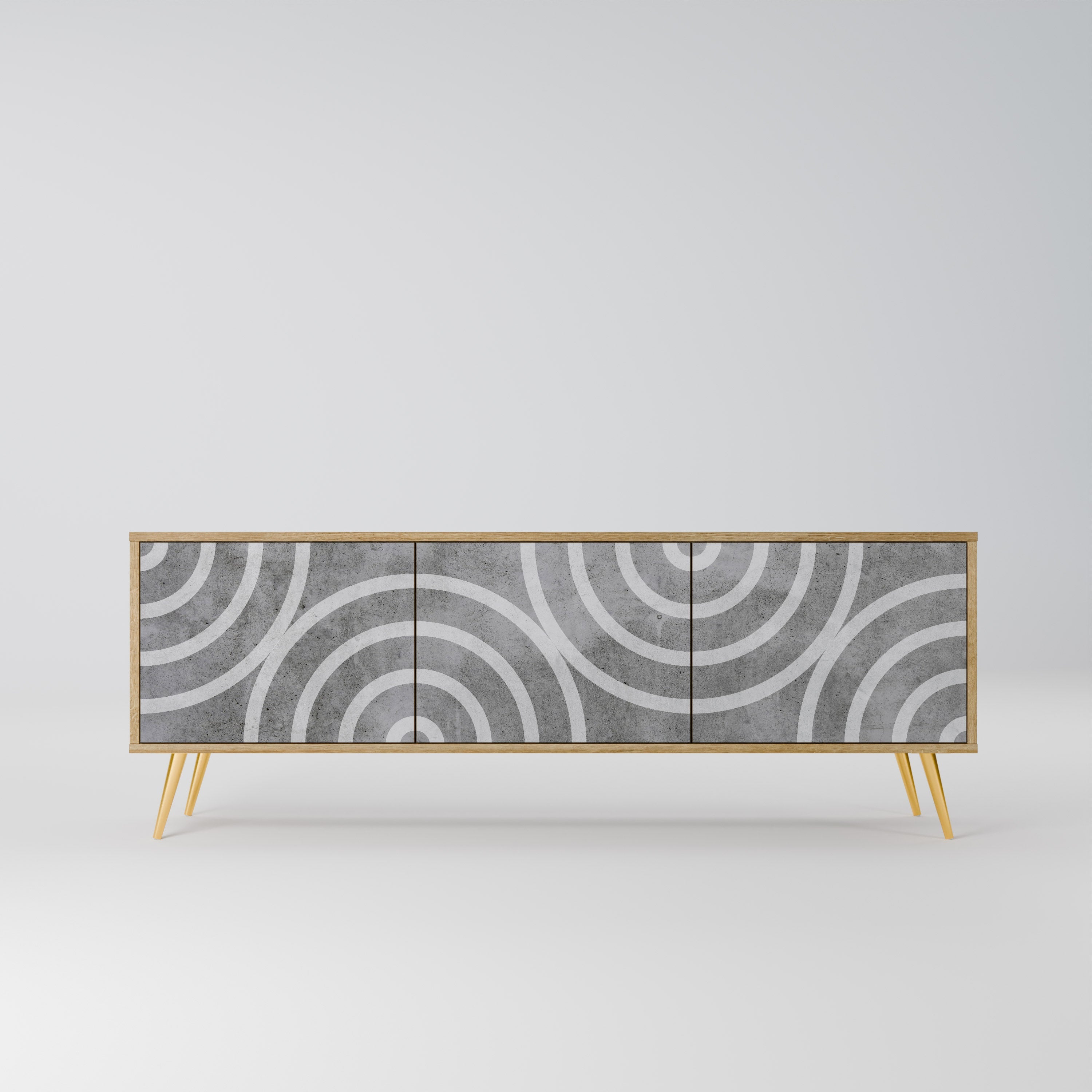 CIRCLE CONCRETE Móvel de TV com 3 Portas em Efeito Carvalho