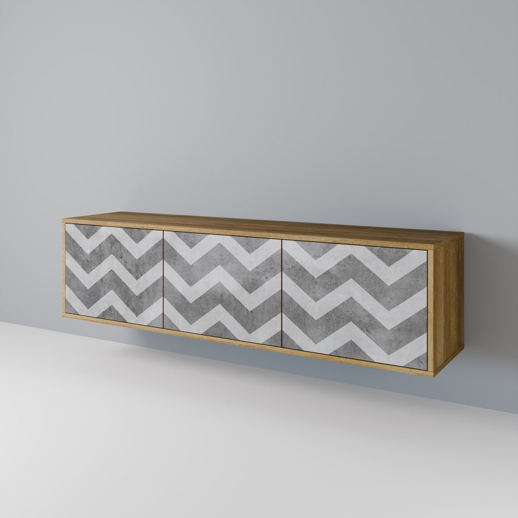 TOUGH ZIG ZAG Móvel de TV com 3 Portas em Efeito Carvalho