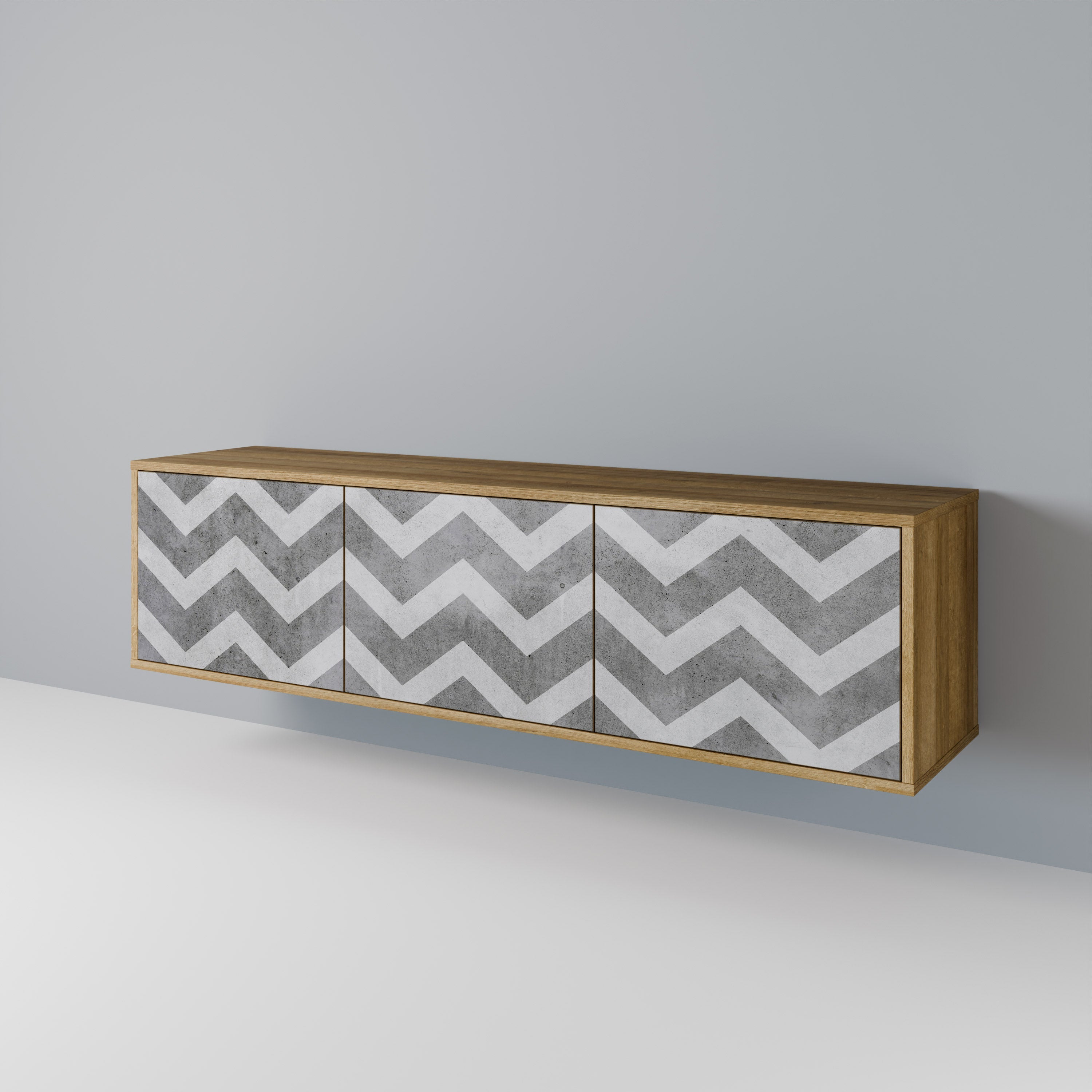 TOUGH ZIG ZAG Móvel de TV com 3 Portas em Efeito Carvalho