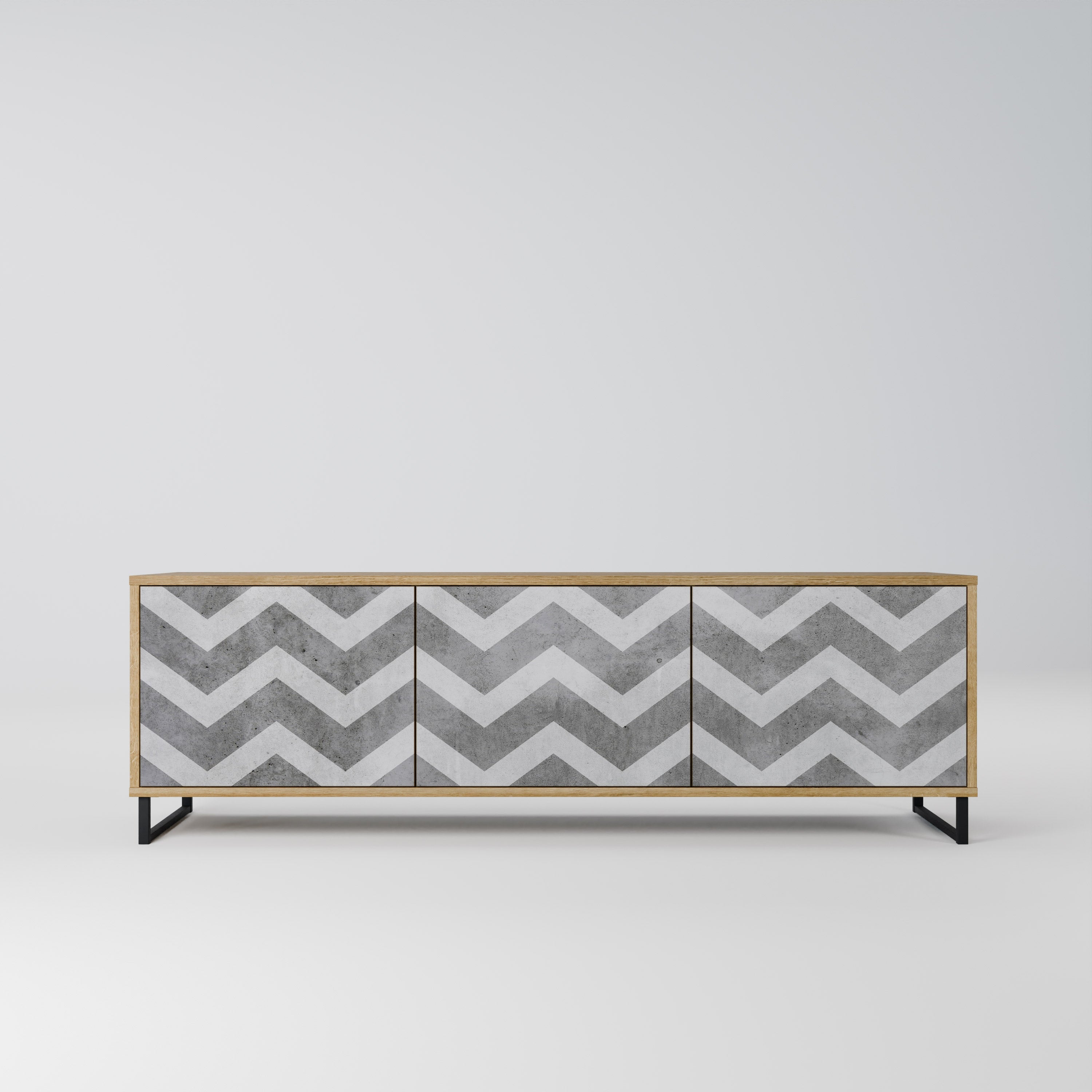 TOUGH ZIG ZAG Móvel de TV com 3 Portas em Efeito Carvalho