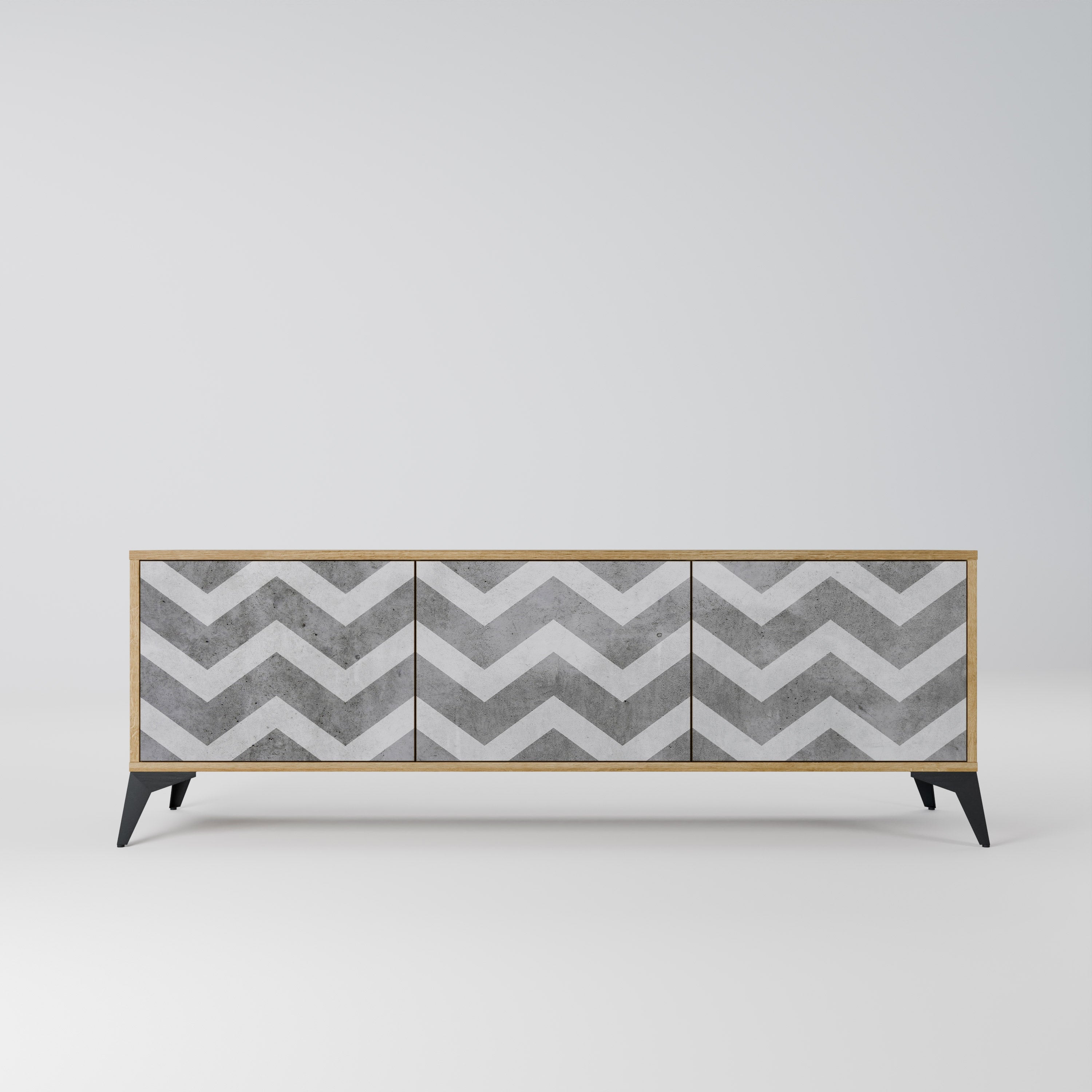 TOUGH ZIG ZAG Móvel de TV com 3 Portas em Efeito Carvalho