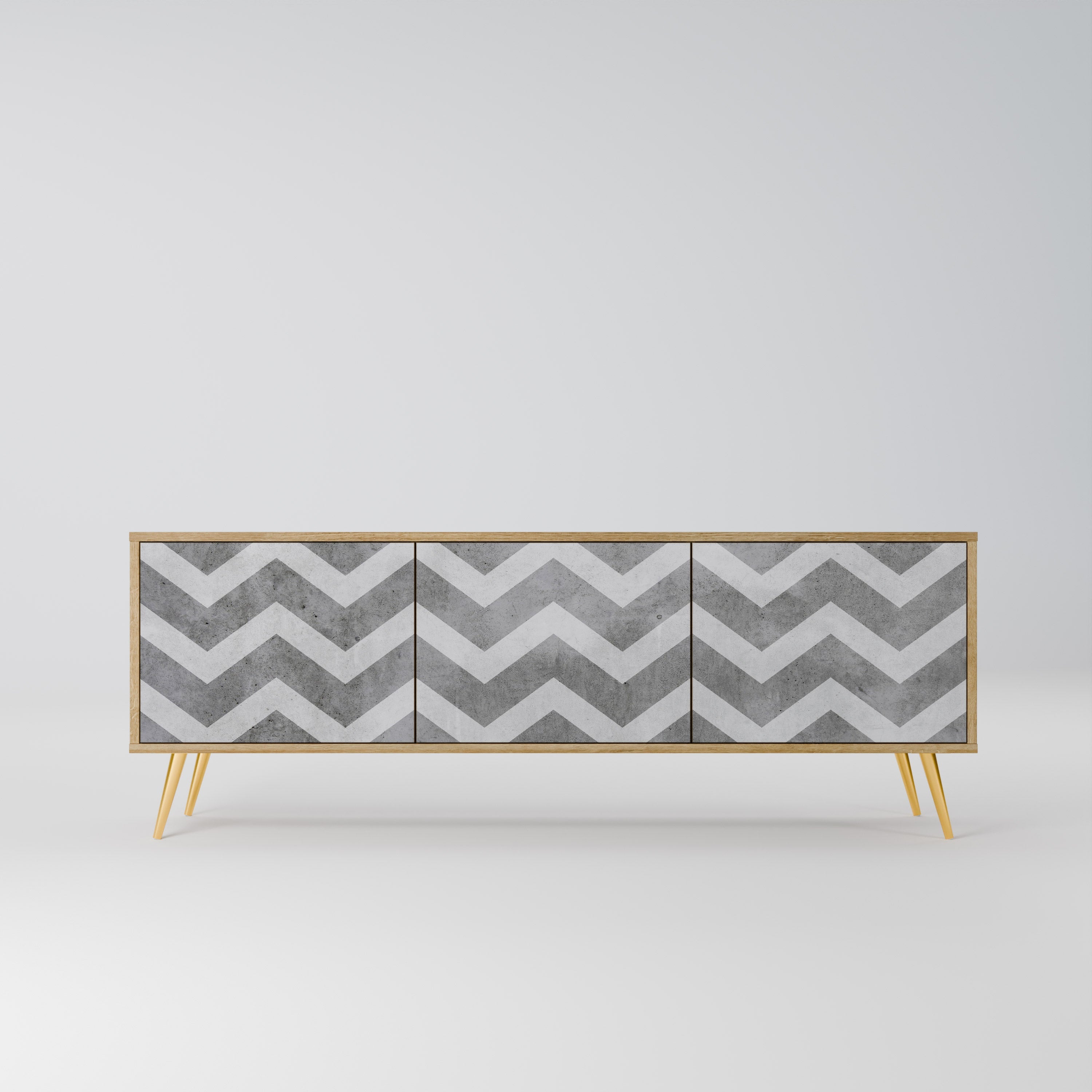 TOUGH ZIG ZAG Móvel de TV com 3 Portas em Efeito Carvalho