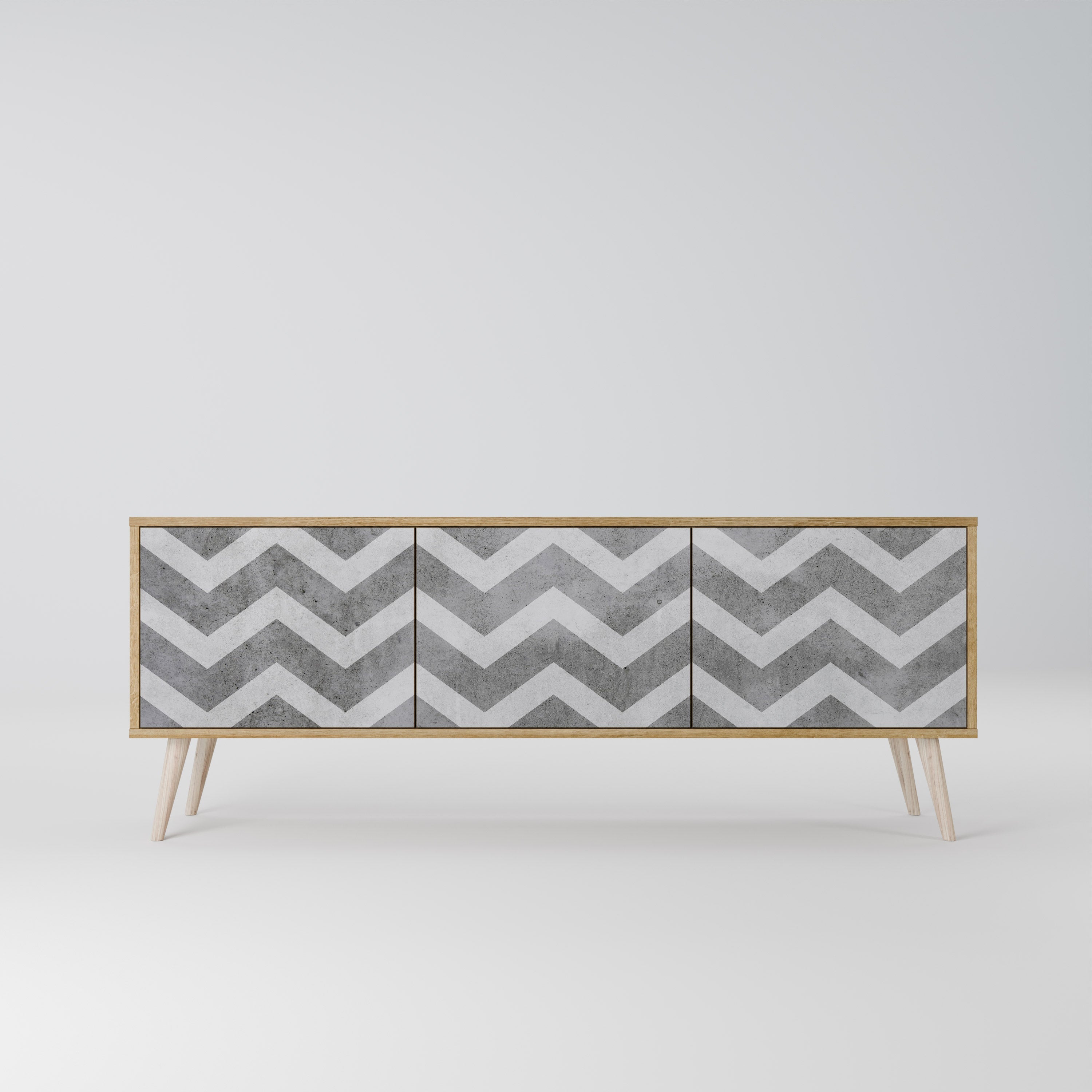 TOUGH ZIG ZAG Móvel de TV com 3 Portas em Efeito Carvalho