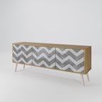 TOUGH ZIG ZAG Móvel de TV com 3 Portas em Efeito Carvalho