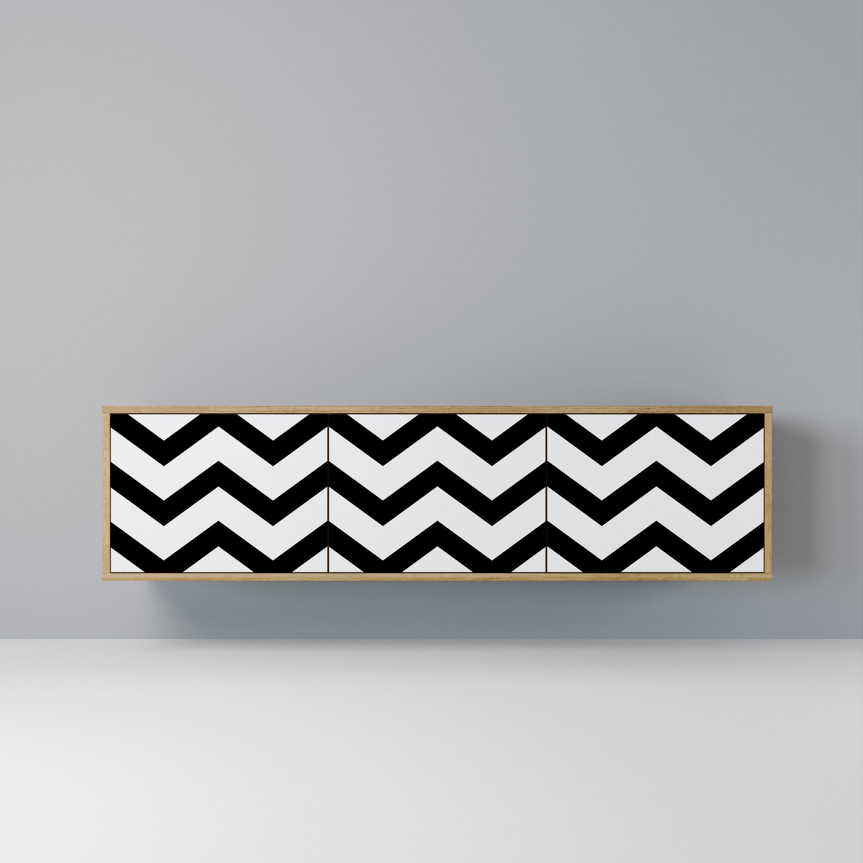 CLASSIC ZIG ZAG Móvel de TV com 3 Portas em Efeito Carvalho