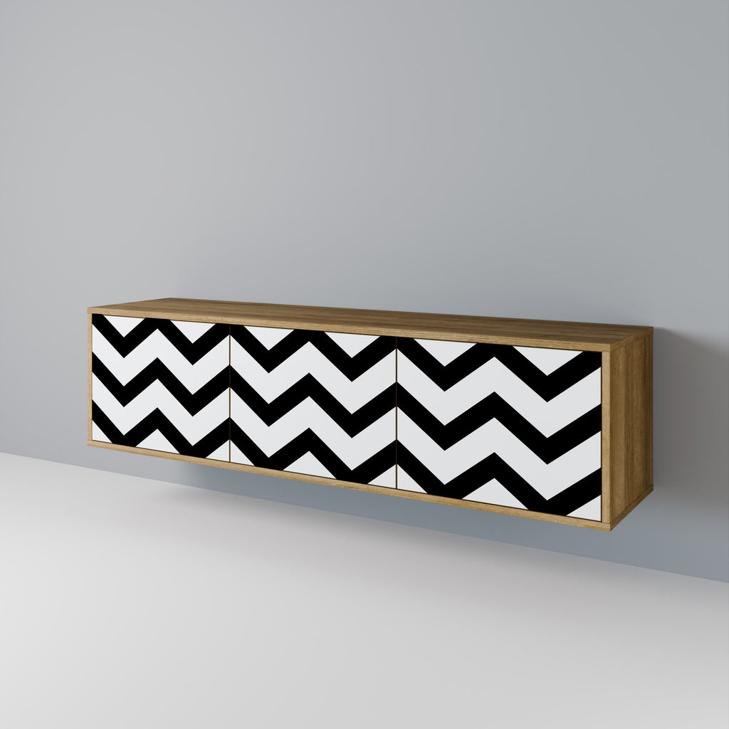 CLASSIC ZIG ZAG Móvel de TV com 3 Portas em Efeito Carvalho
