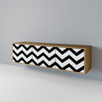 CLASSIC ZIG ZAG Móvel de TV com 3 Portas em Efeito Carvalho