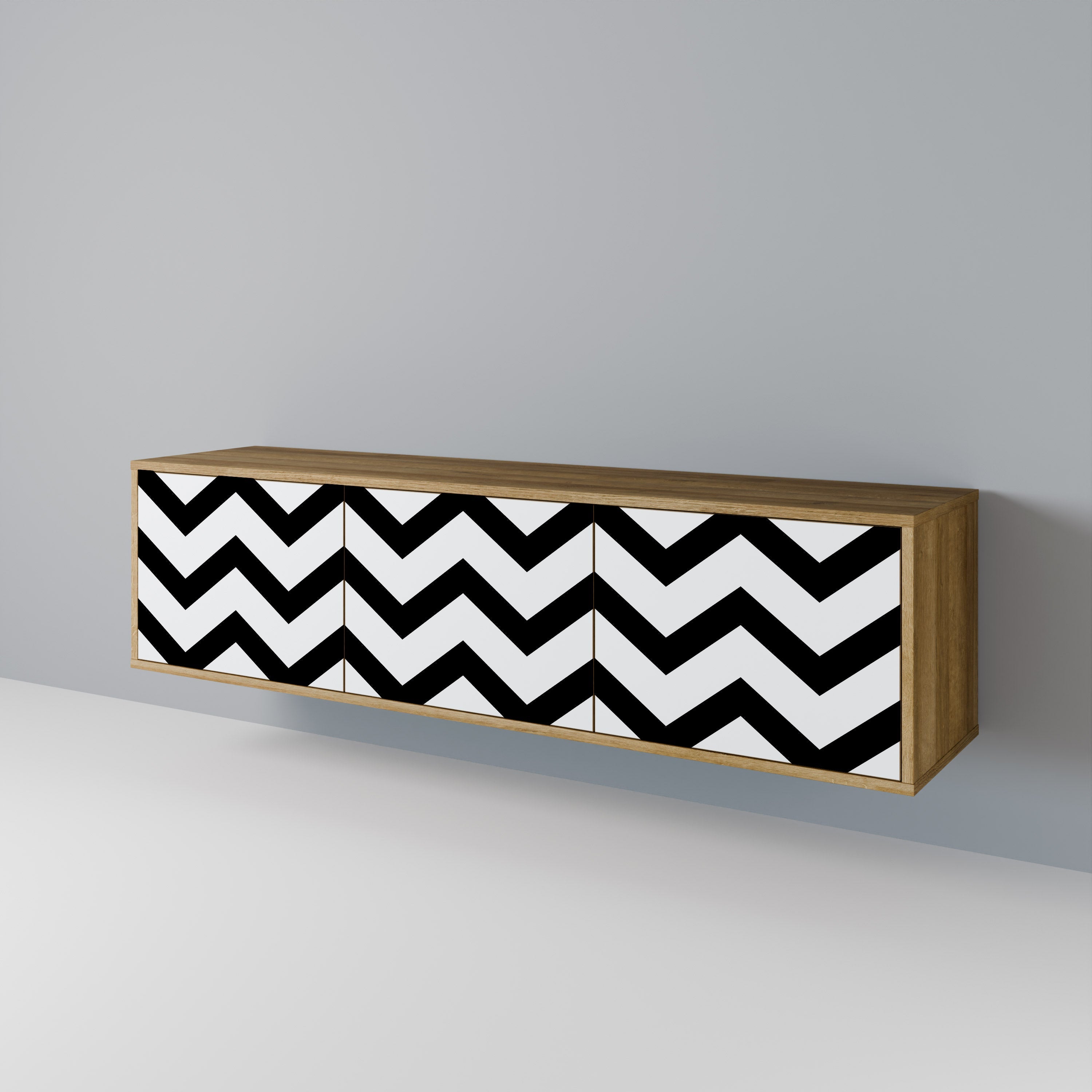 CLASSIC ZIG ZAG Móvel de TV com 3 Portas em Efeito Carvalho
