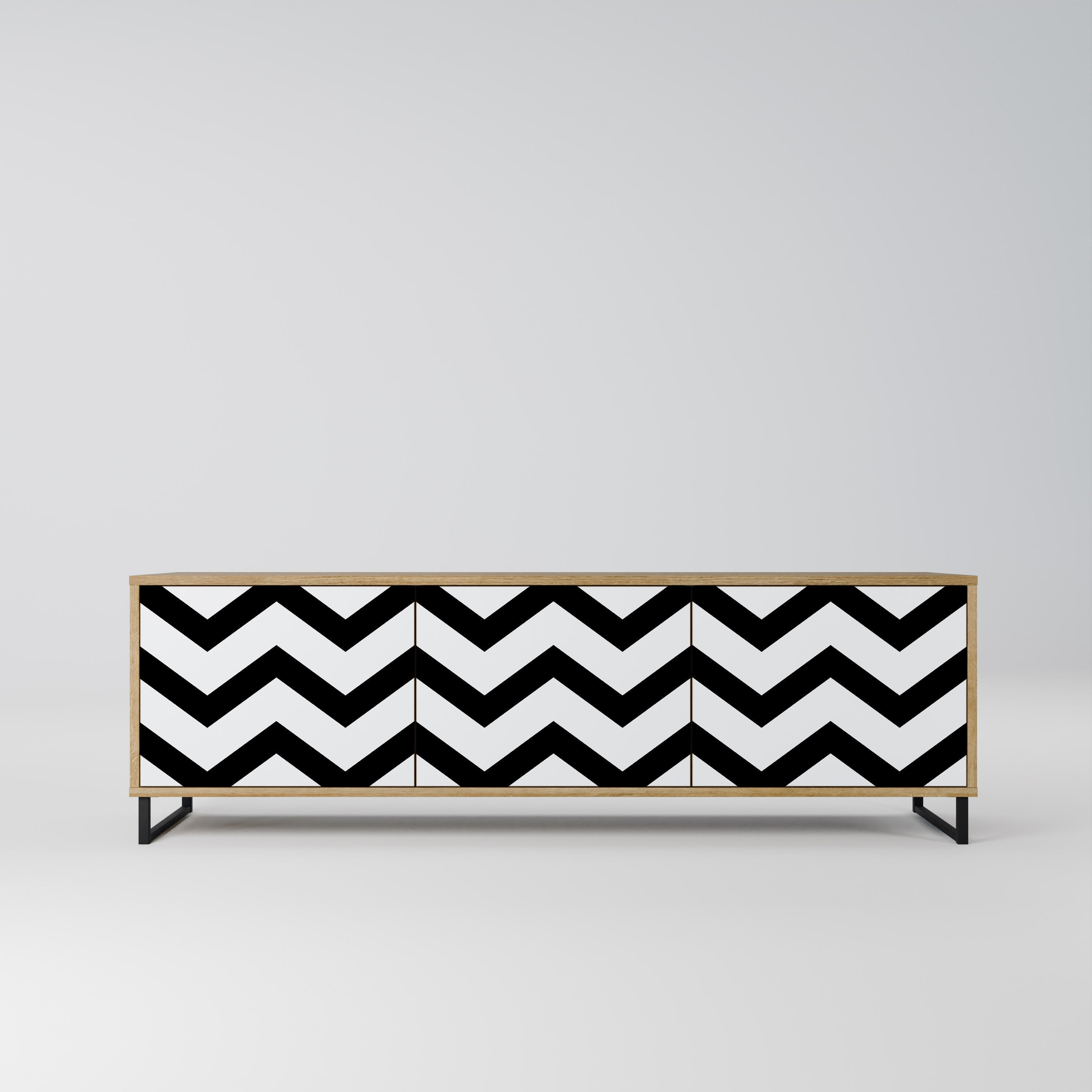 CLASSIC ZIG ZAG Móvel de TV com 3 Portas em Efeito Carvalho