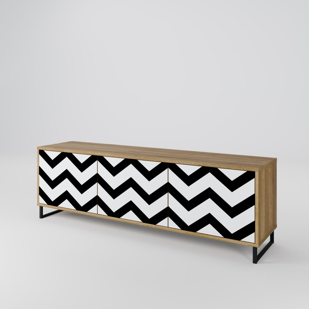 CLASSIC ZIG ZAG Móvel de TV com 3 Portas em Efeito Carvalho