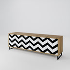CLASSIC ZIG ZAG Móvel de TV com 3 Portas em Efeito Carvalho