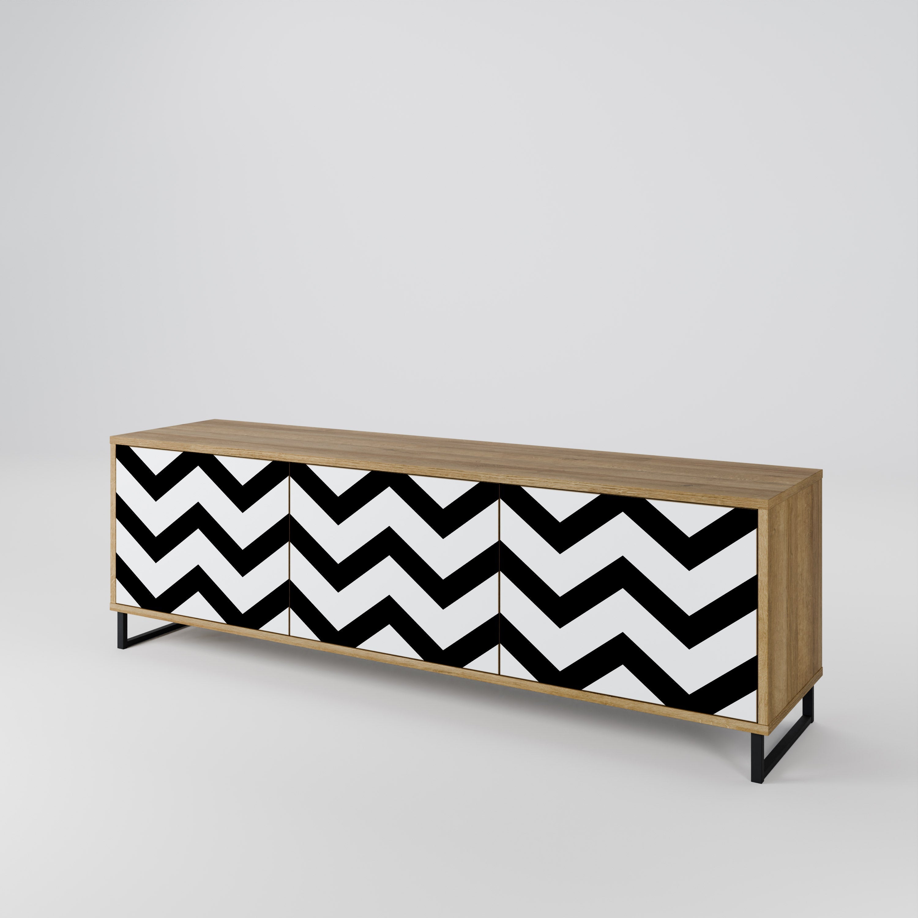 CLASSIC ZIG ZAG Móvel de TV com 3 Portas em Efeito Carvalho