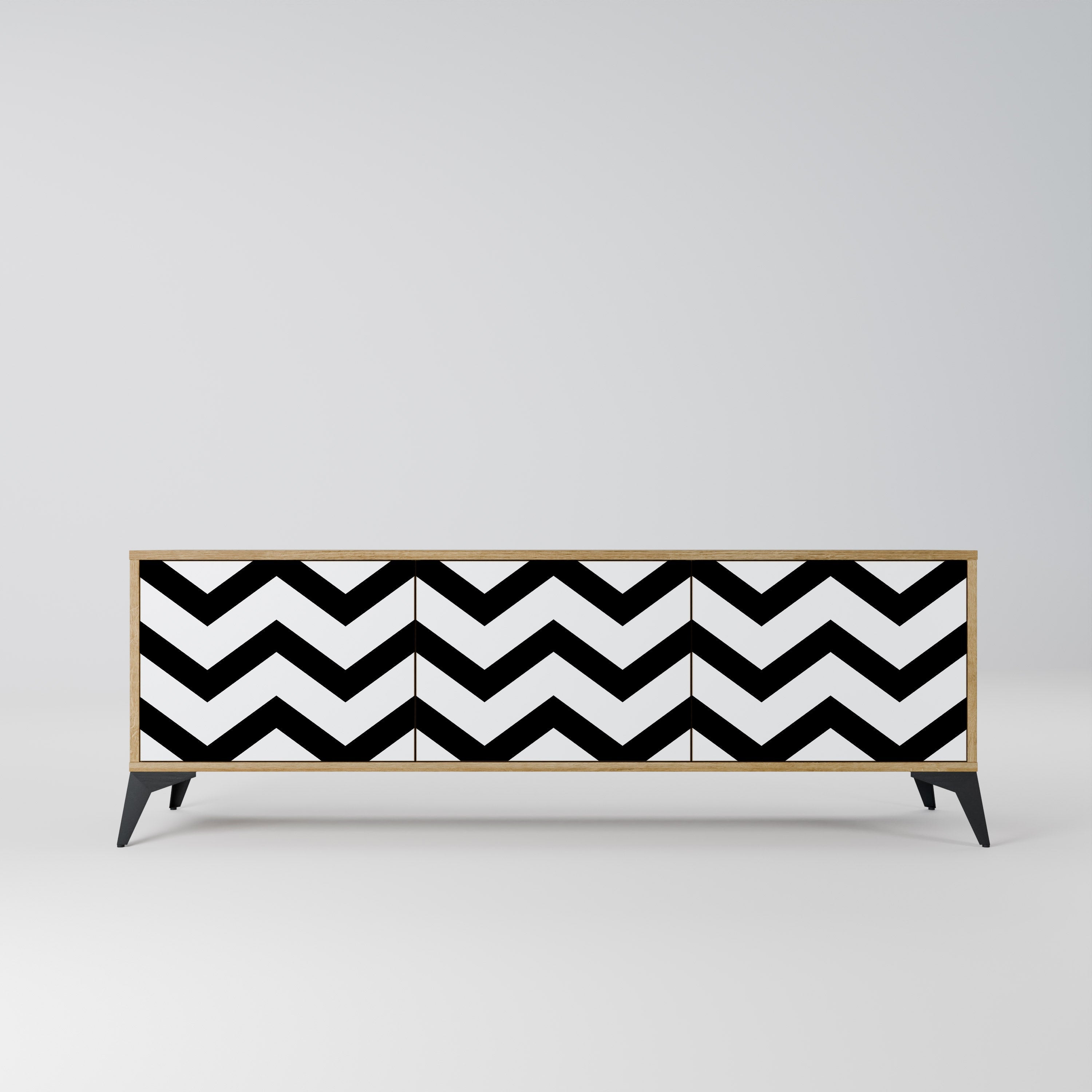 CLASSIC ZIG ZAG Móvel de TV com 3 Portas em Efeito Carvalho