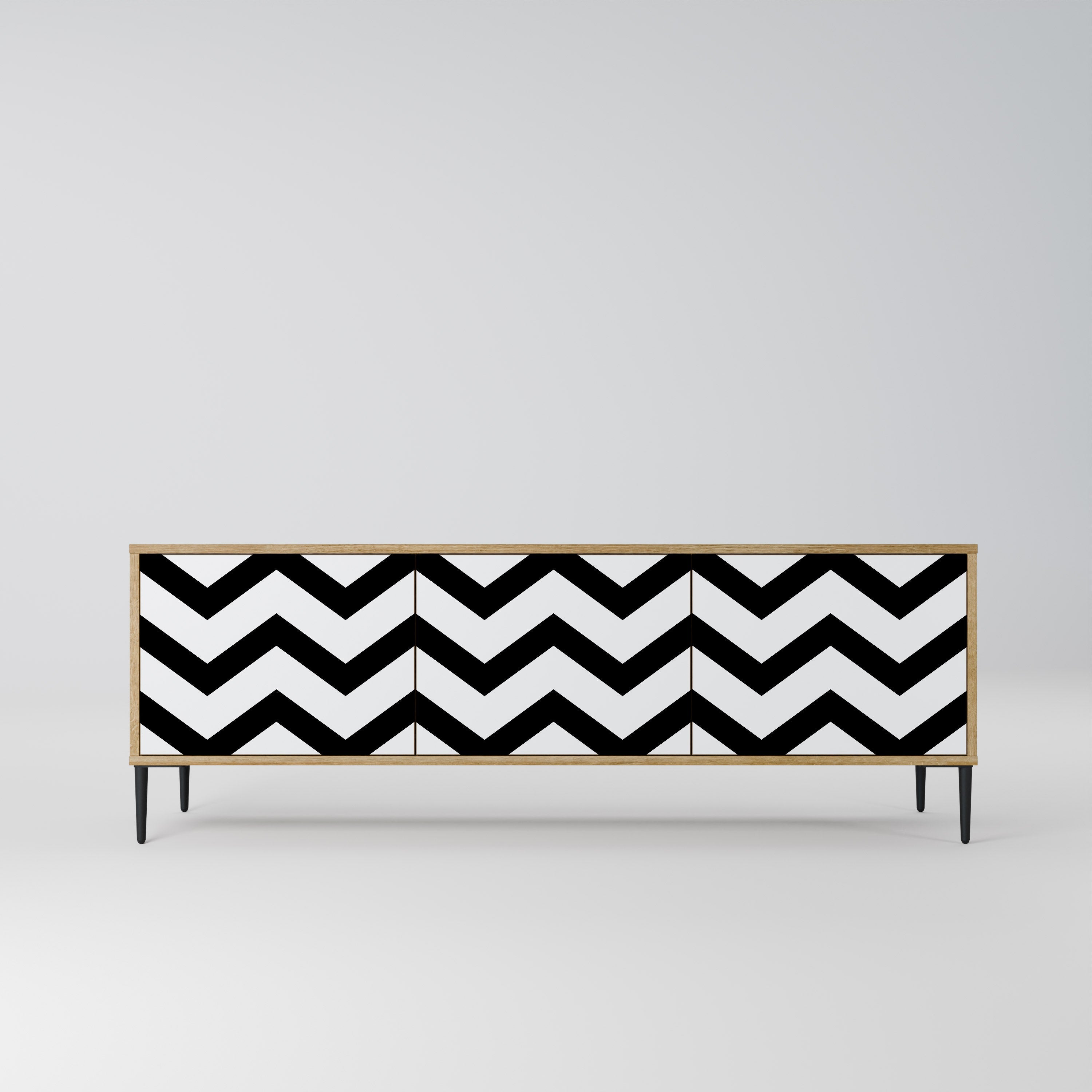 CLASSIC ZIG ZAG Móvel de TV com 3 Portas em Efeito Carvalho