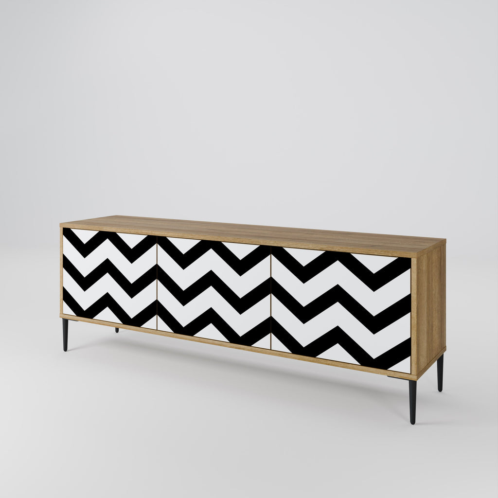 CLASSIC ZIG ZAG Móvel de TV com 3 Portas em Efeito Carvalho