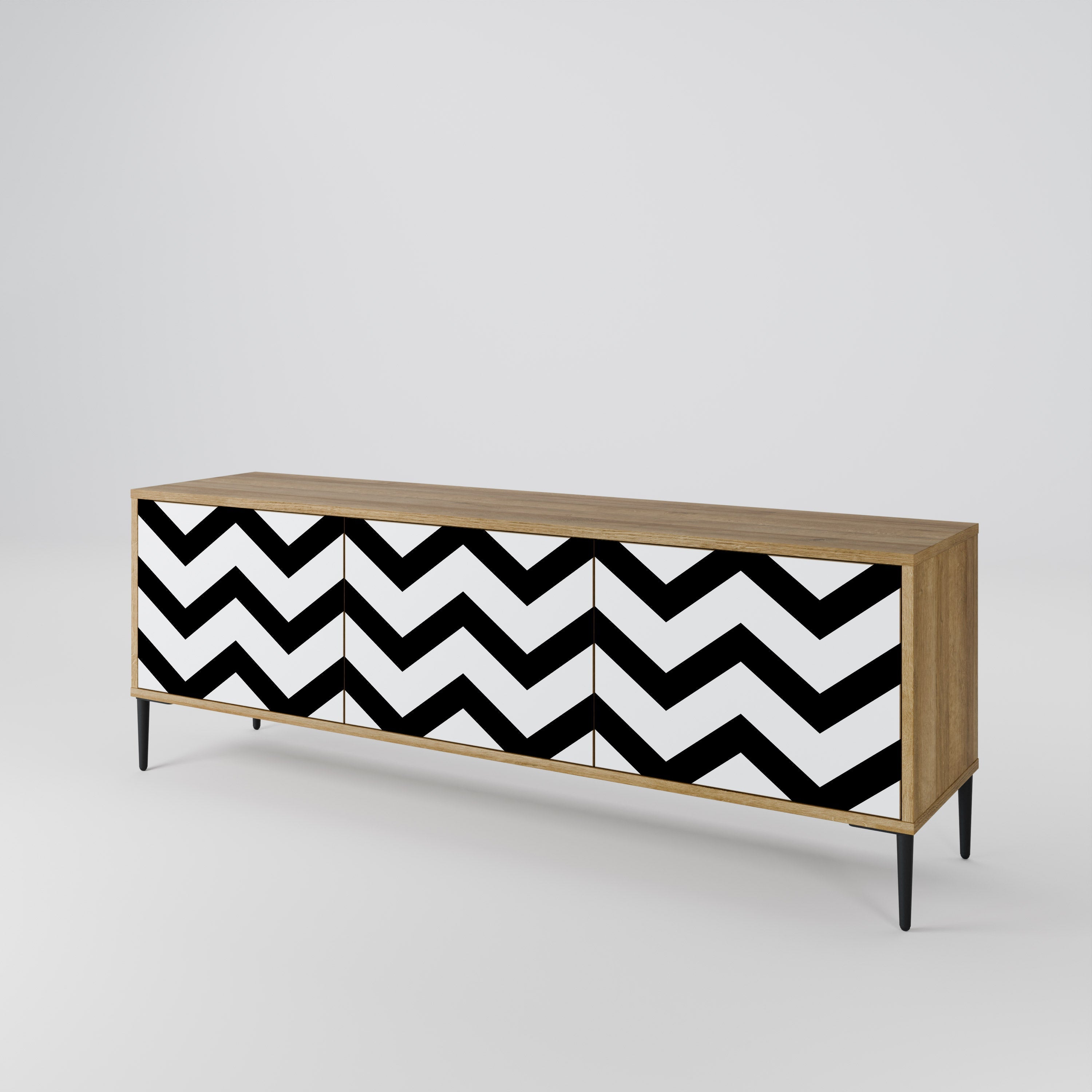 CLASSIC ZIG ZAG Móvel de TV com 3 Portas em Efeito Carvalho