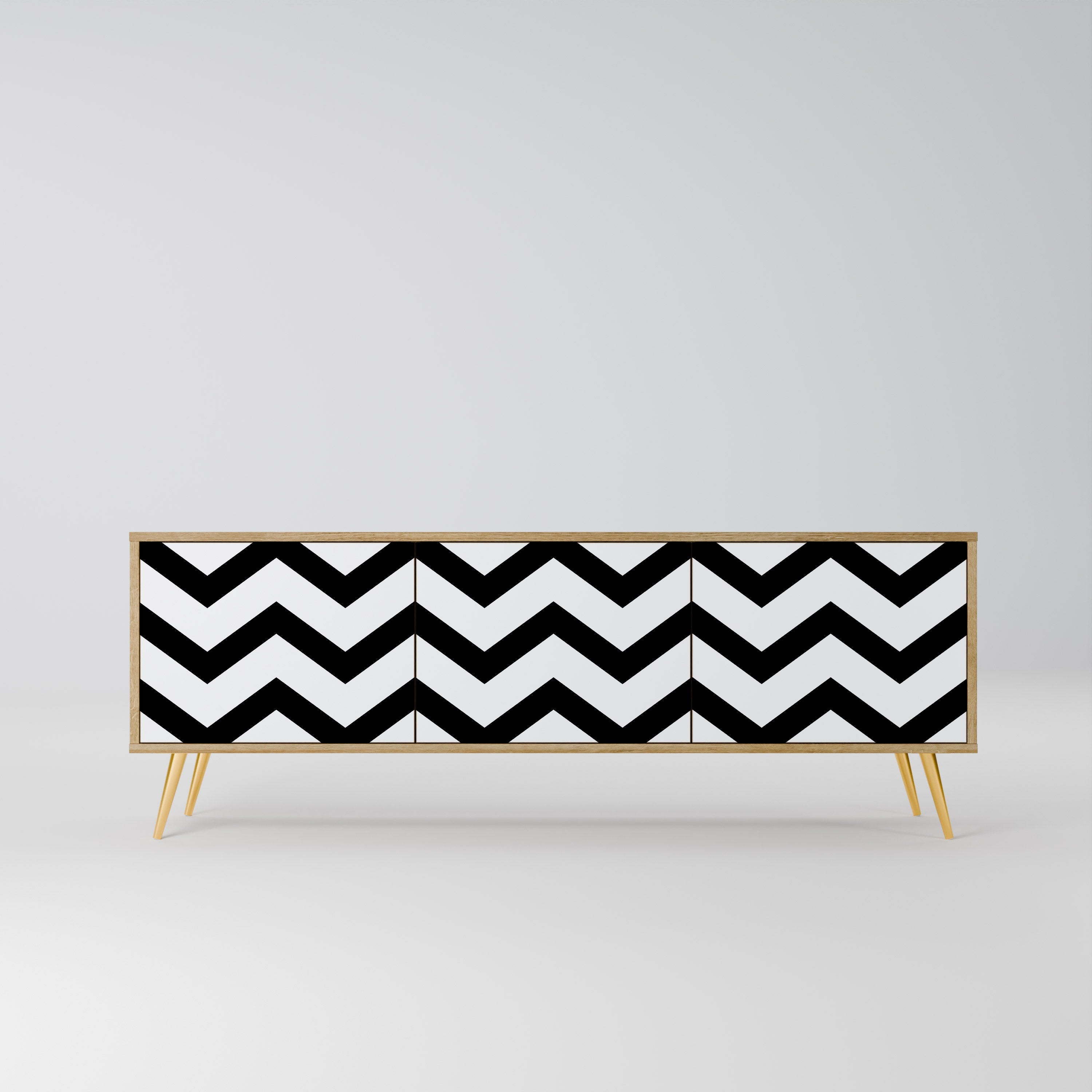 CLASSIC ZIG ZAG Móvel de TV com 3 Portas em Efeito Carvalho