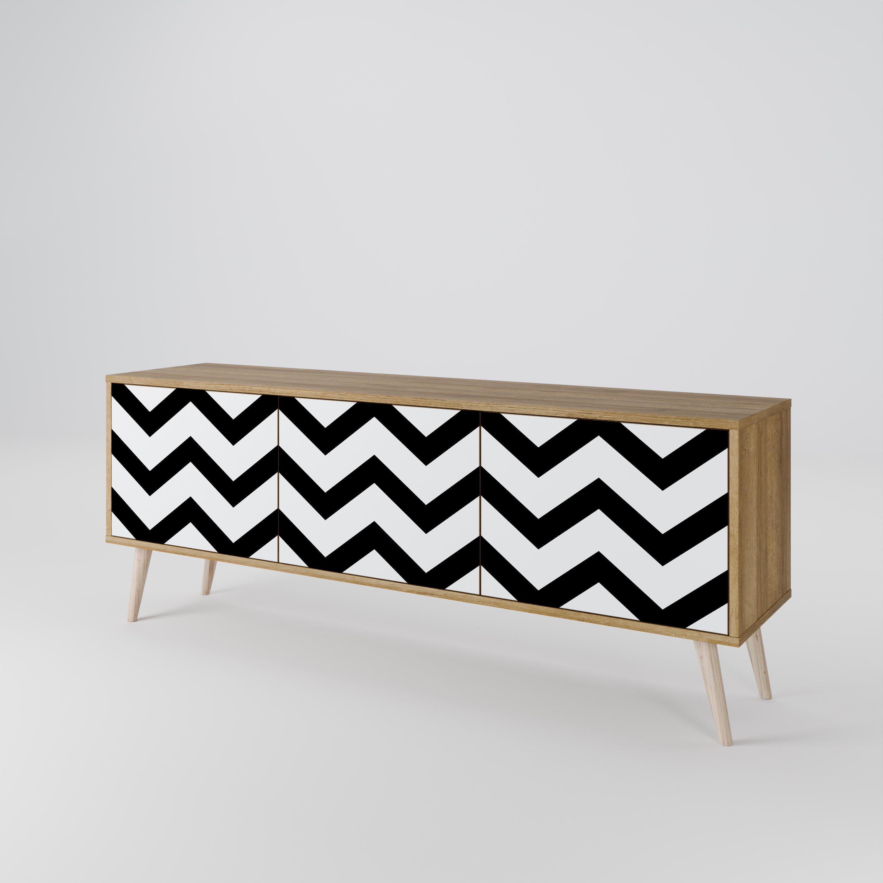 CLASSIC ZIG ZAG Móvel de TV com 3 Portas em Efeito Carvalho