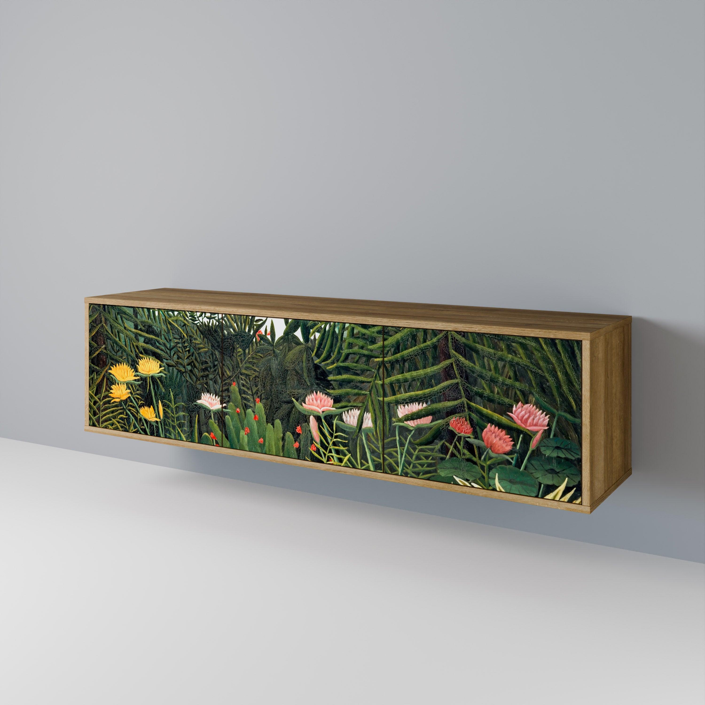 VIRGIN FOREST WITH SUNSET Móvel de TV com 3 Portas em Efeito Carvalho