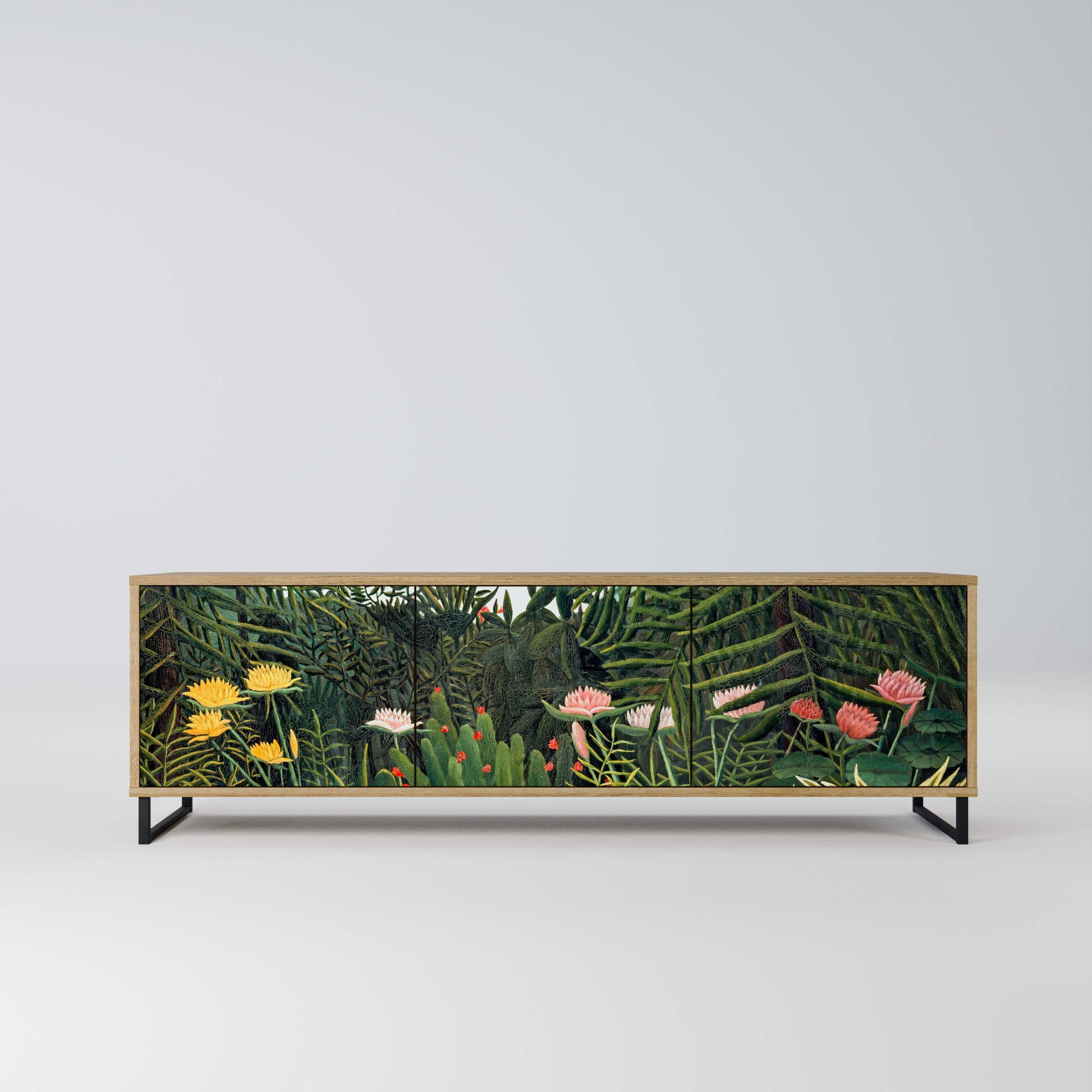 VIRGIN FOREST WITH SUNSET Móvel de TV com 3 Portas em Efeito Carvalho