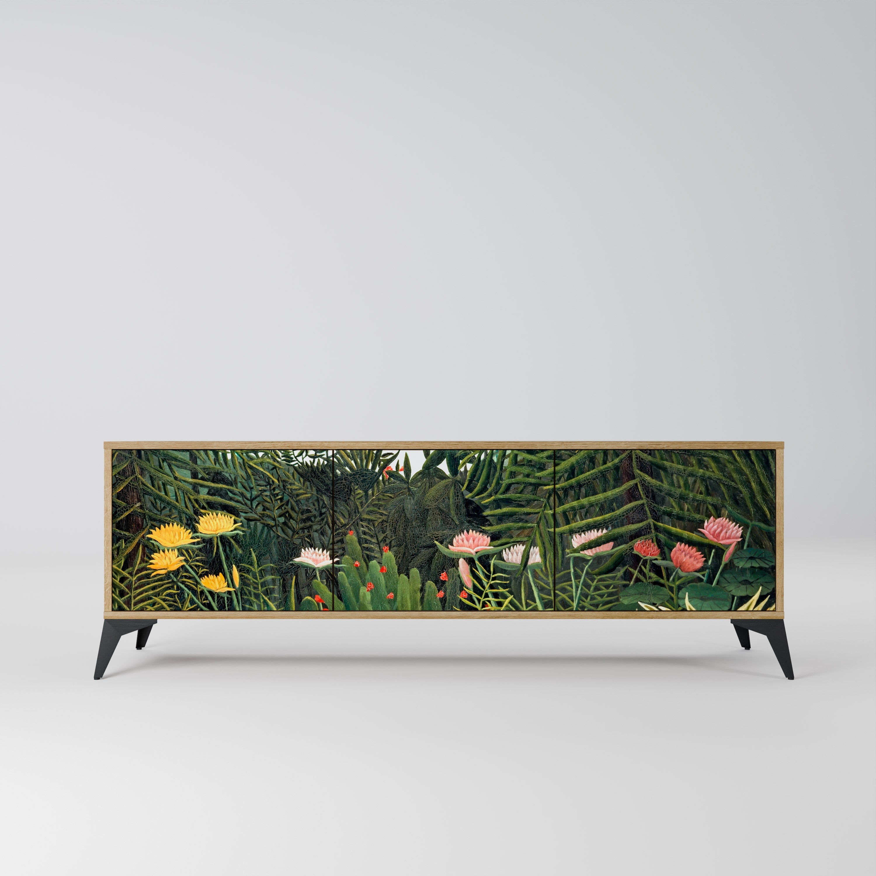 VIRGIN FOREST WITH SUNSET Móvel de TV com 3 Portas em Efeito Carvalho